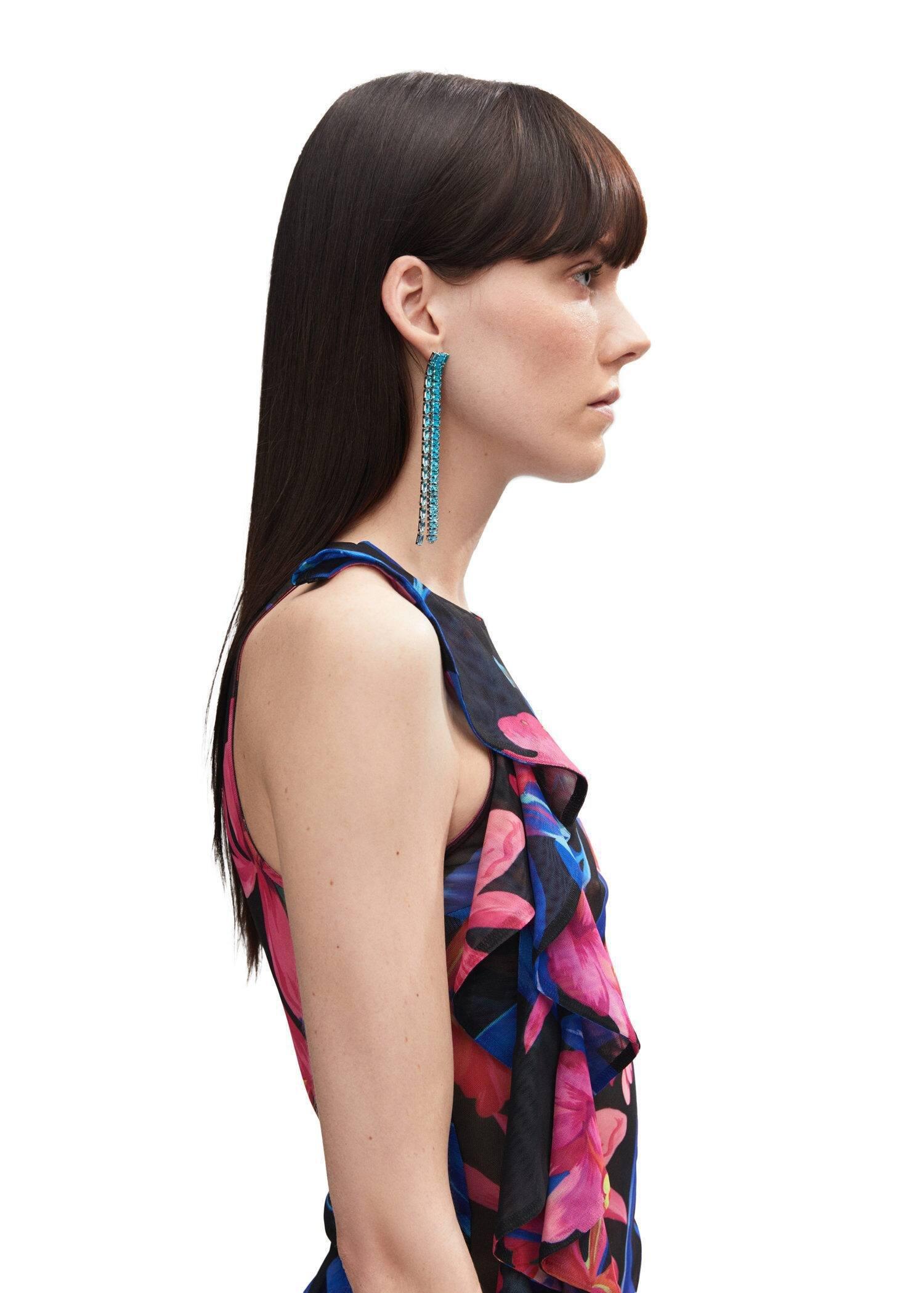 Blue Long Strass Earrings, , large image number 3