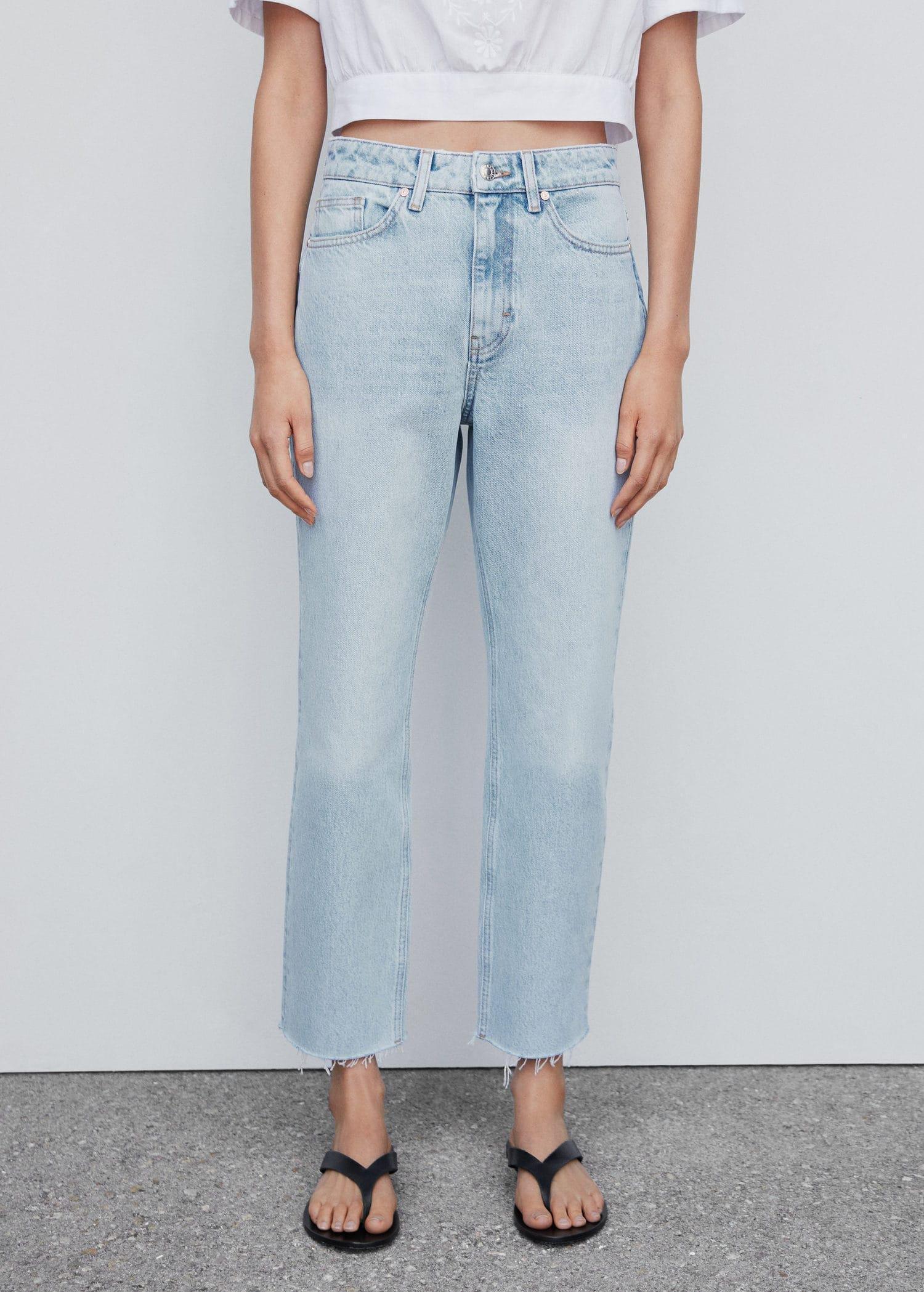 Mango Blue High Waist Straight Jeans