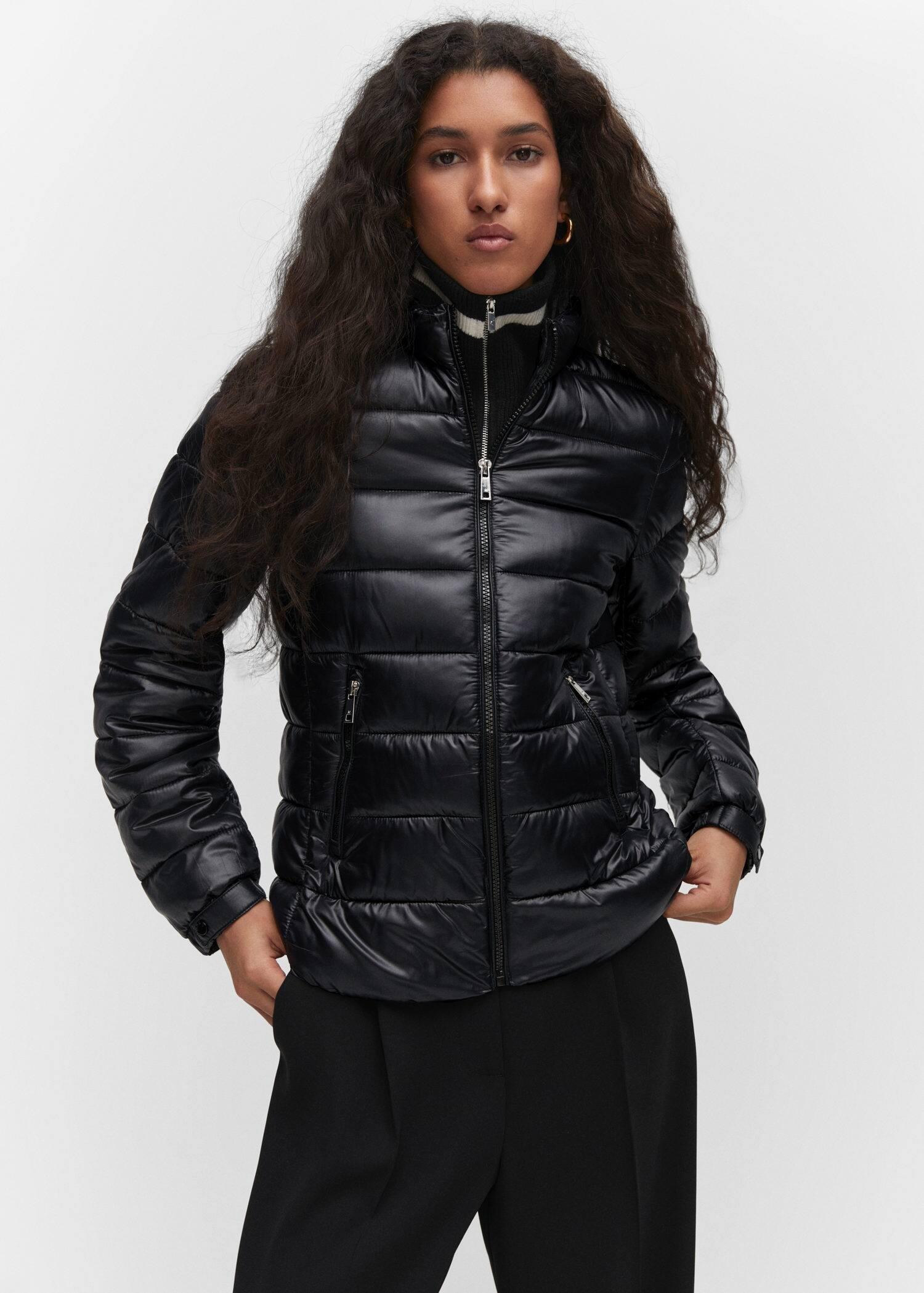 Black Pocket Quilted Jacket, , large image number 0