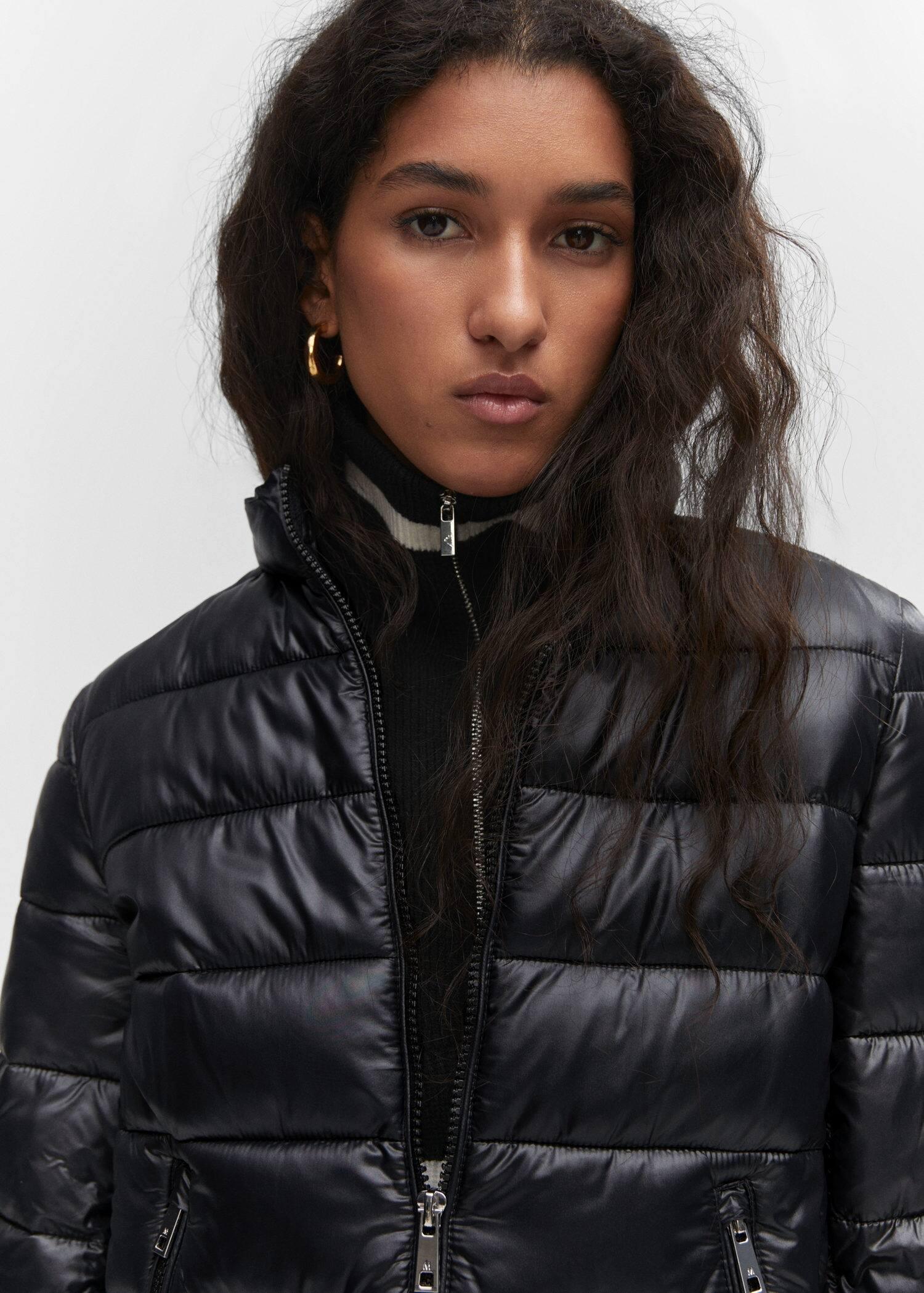 Black Pocket Quilted Jacket, , large image number 1