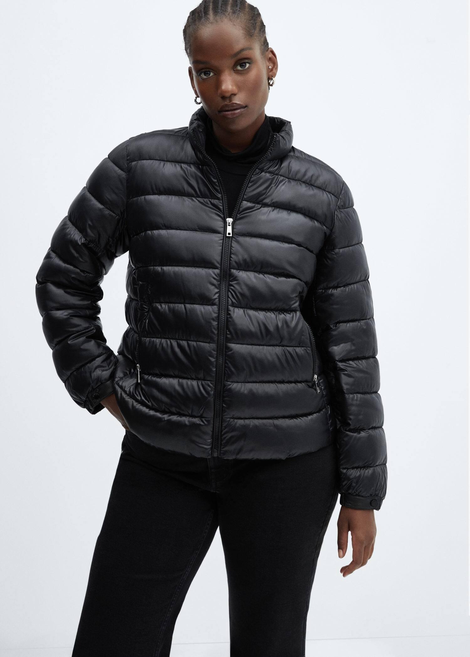 Black Pocket Quilted Jacket, , large image number 5