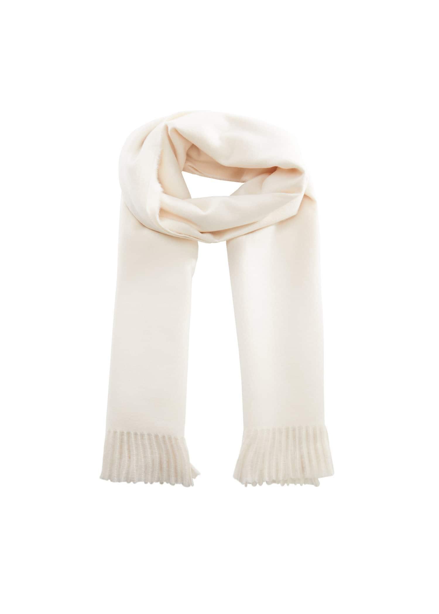 Beige Fringed Plain Scarf, , large image number 0