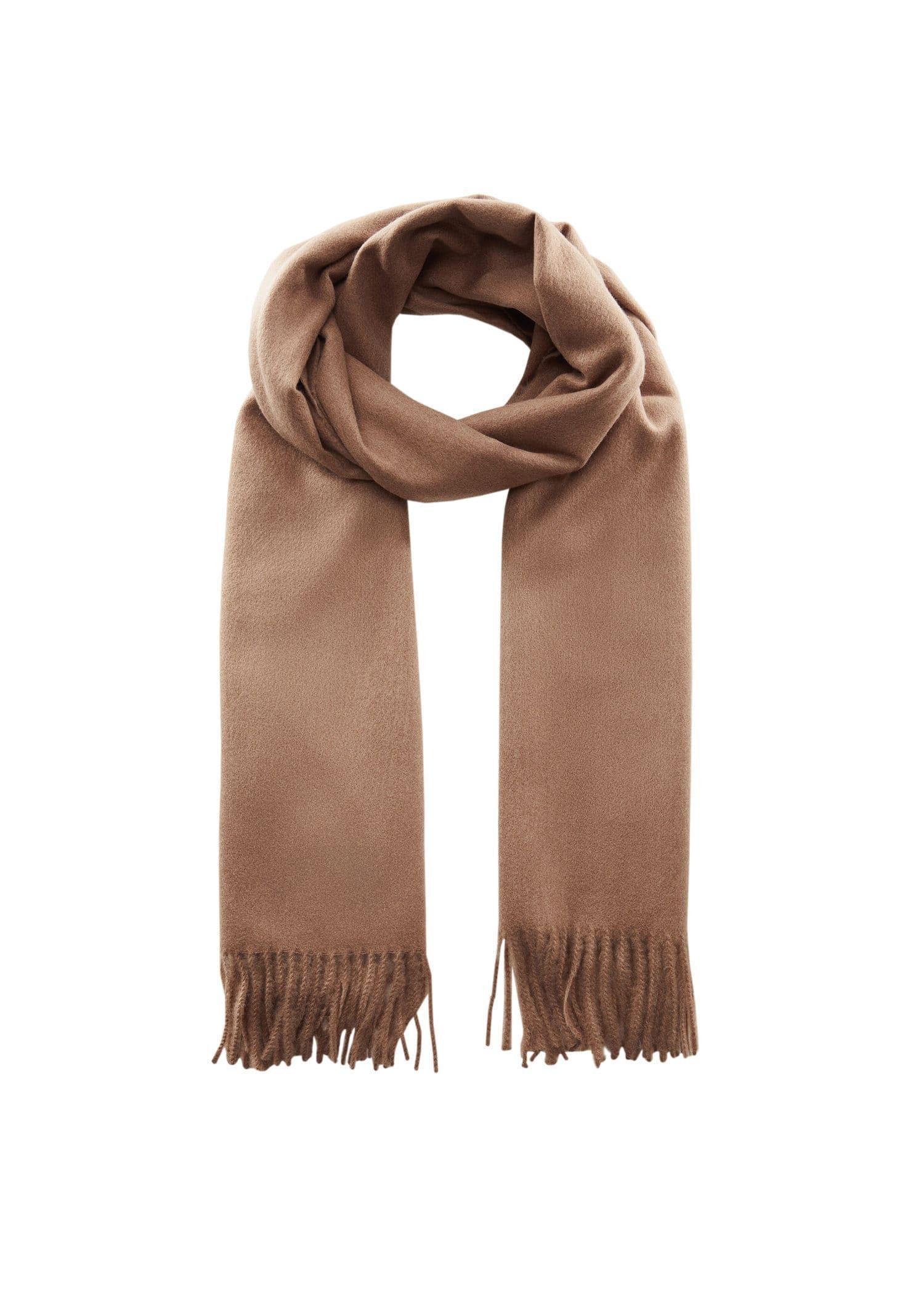 Brown Fringed Plain Scarf, , large image number 0