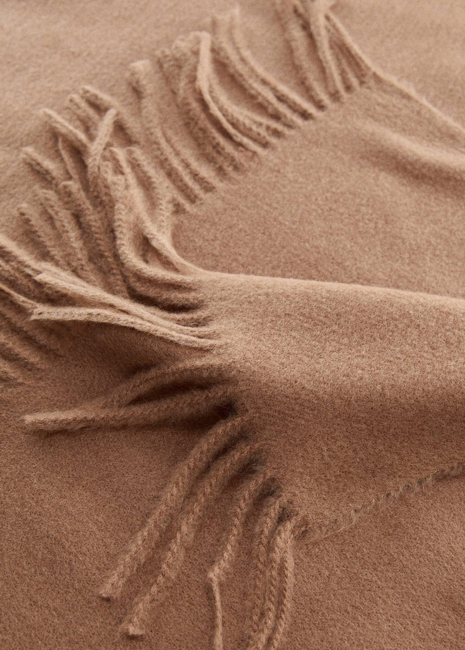 Brown Fringed Plain Scarf, , large image number 1