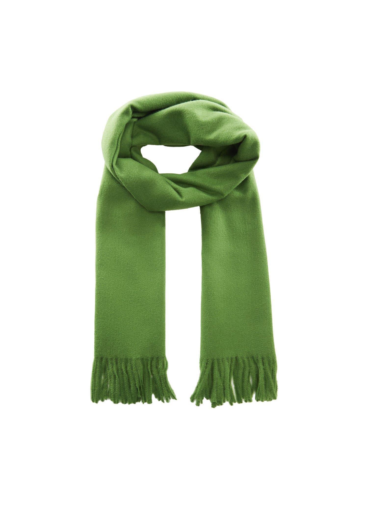 Green Fringed Plain Scarf, , large image number 0