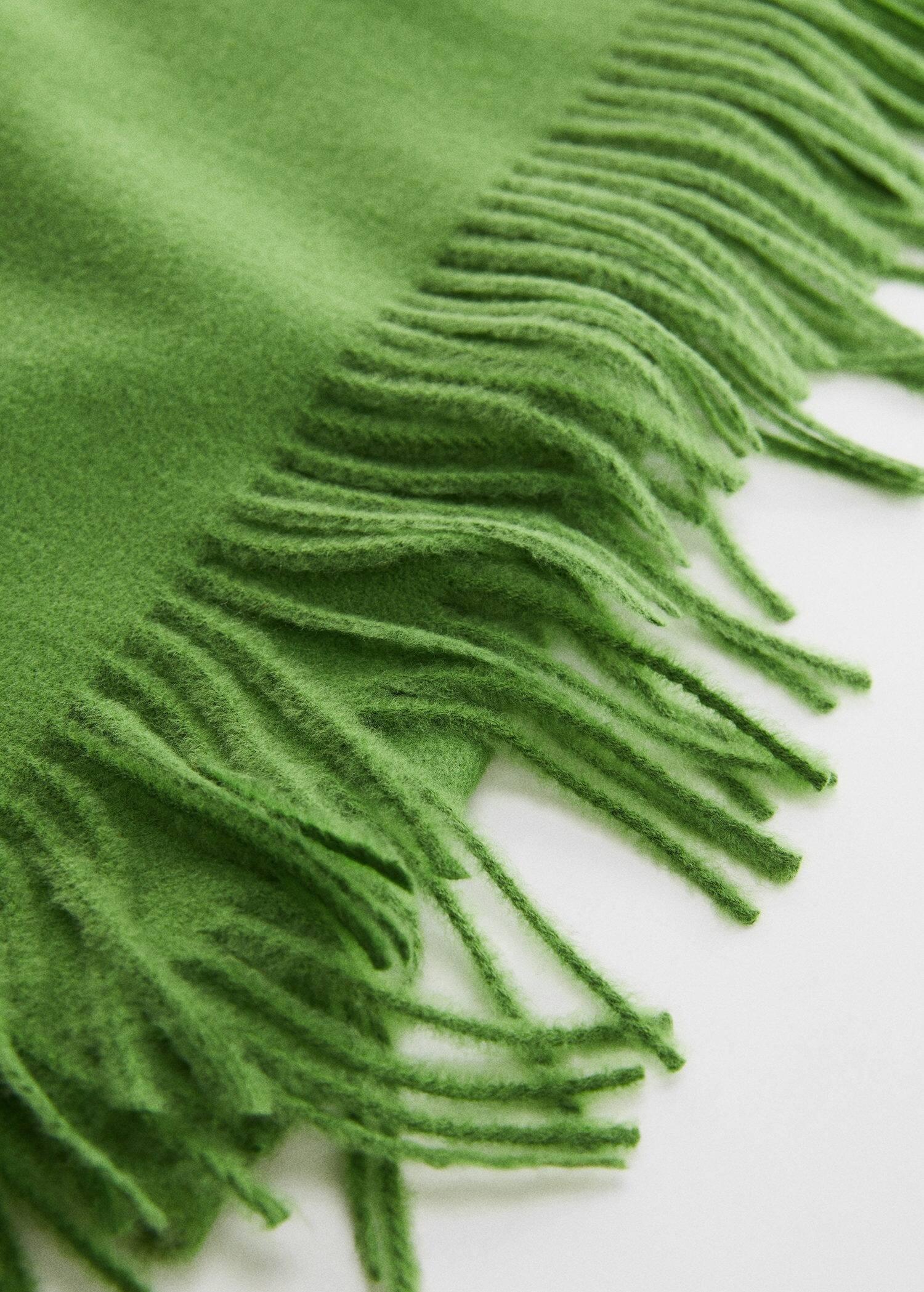Green Fringed Plain Scarf, , large image number 1