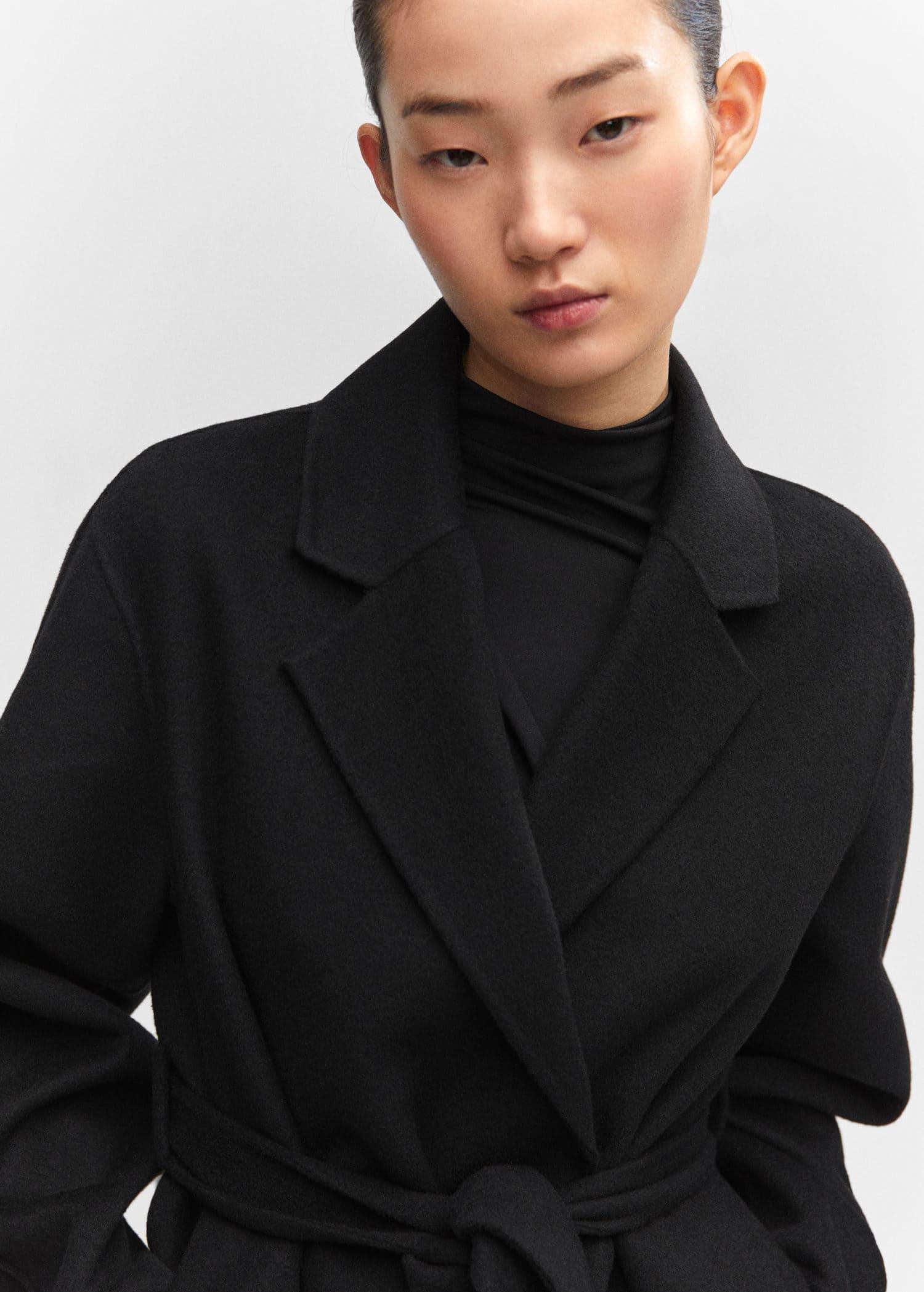 Mango Black Belt Handmade Coat Azadea UAE