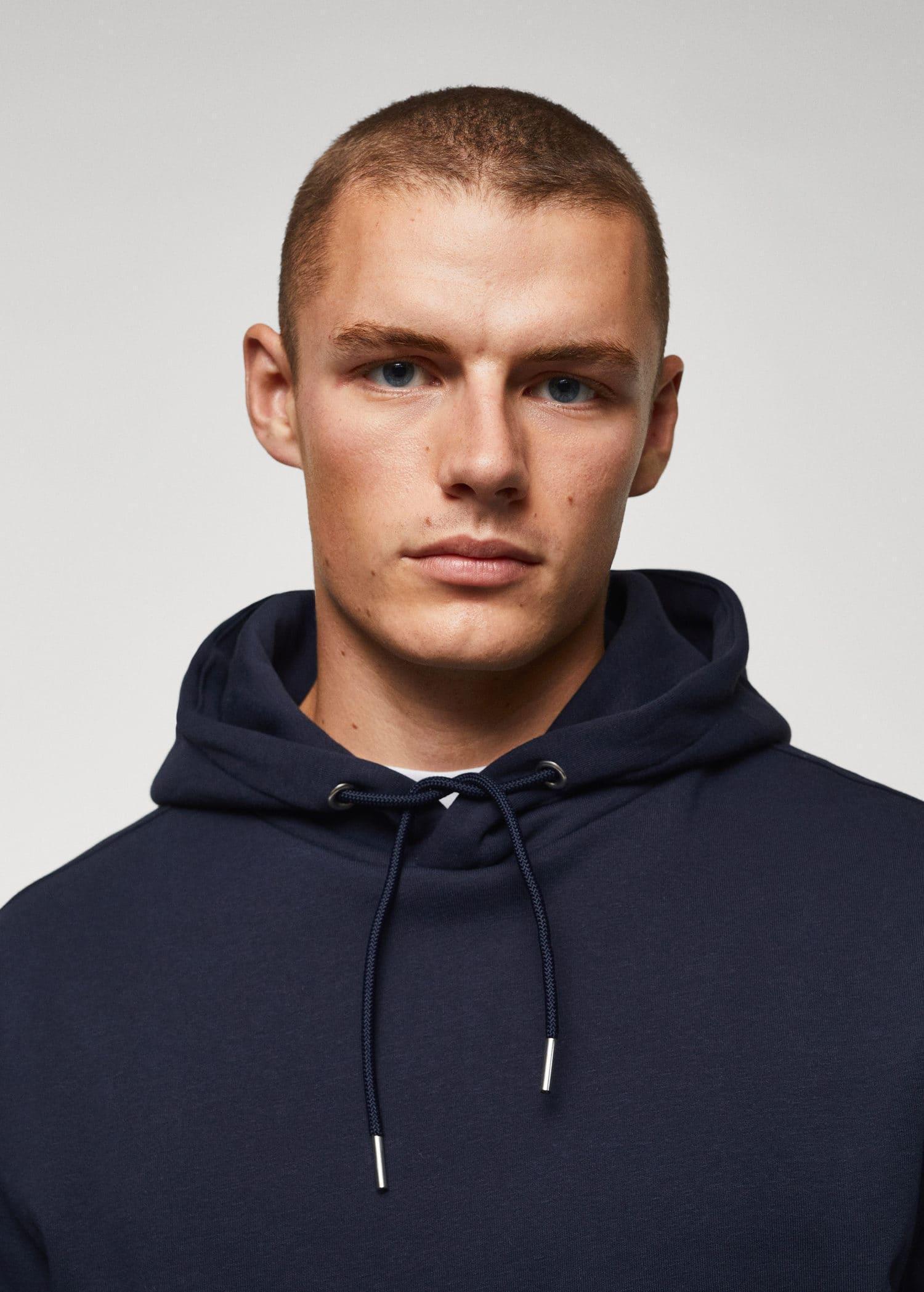 Navy Cotton Kangaroo Hooded Sweatshirt, , large image number 1
