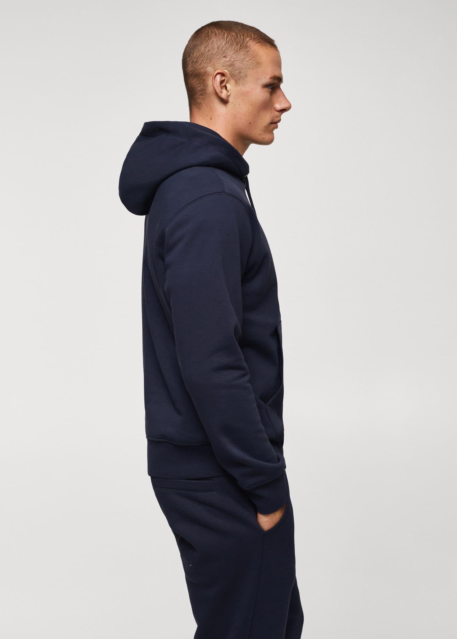 Navy Cotton Kangaroo Hooded Sweatshirt, , large image number 2