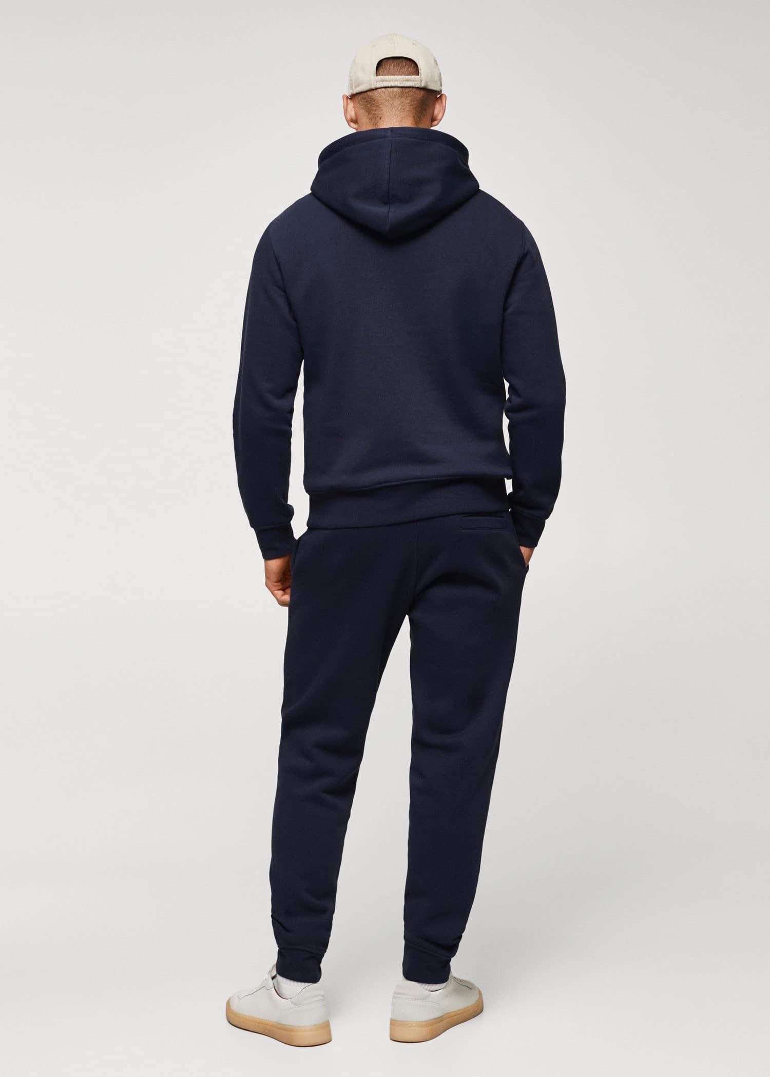 Navy Cotton Kangaroo Hooded Sweatshirt, , large image number 5