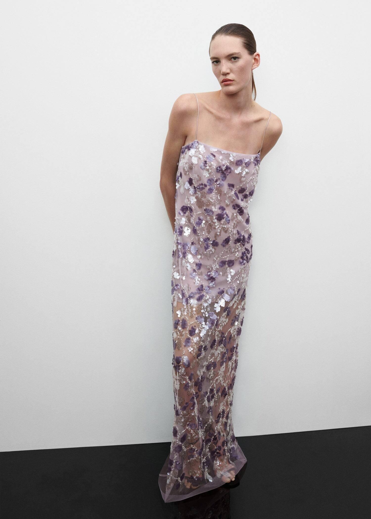 Mango sequin cheap tulle dress