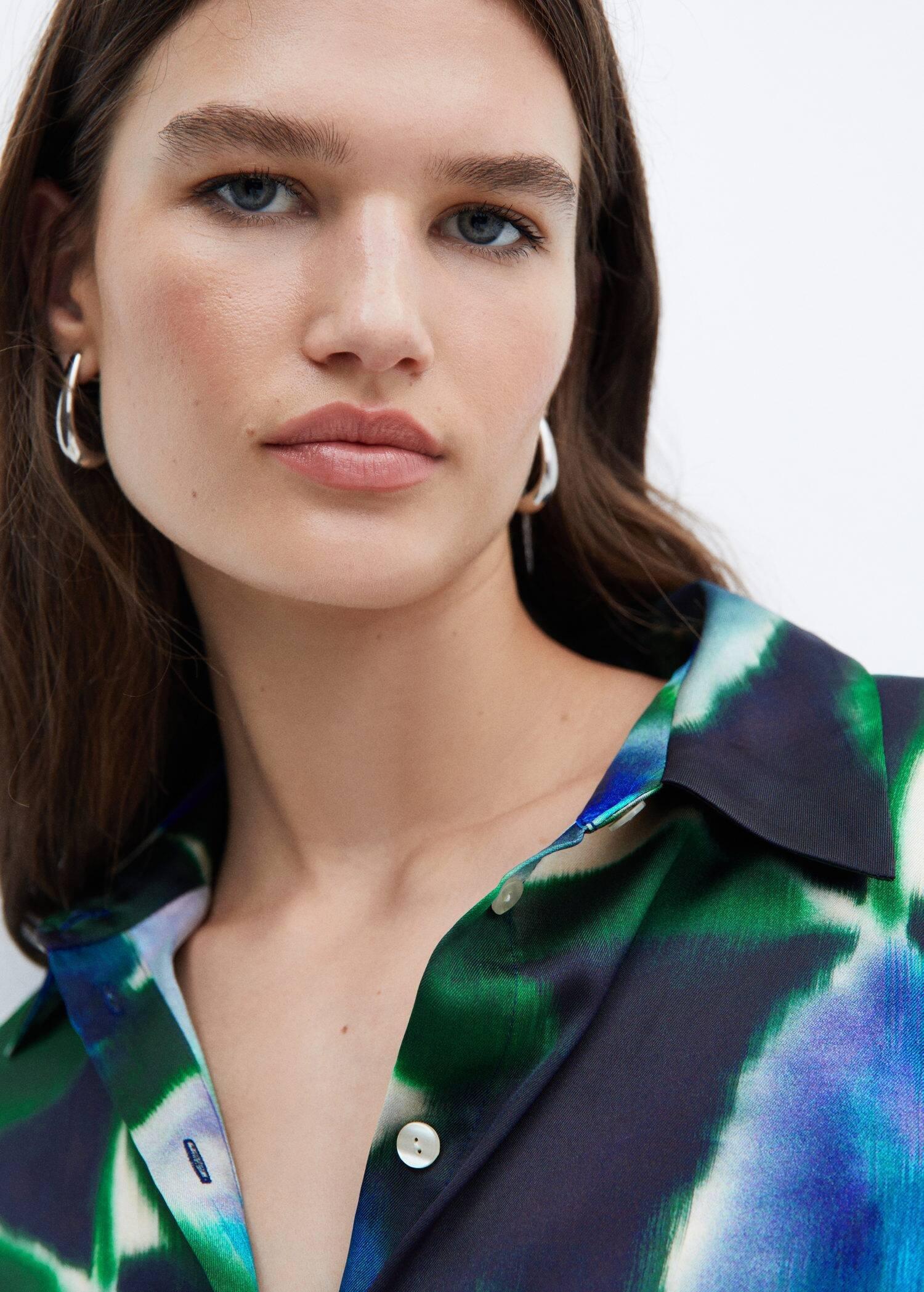 Green Printed Shirt Dress, , large image number 1