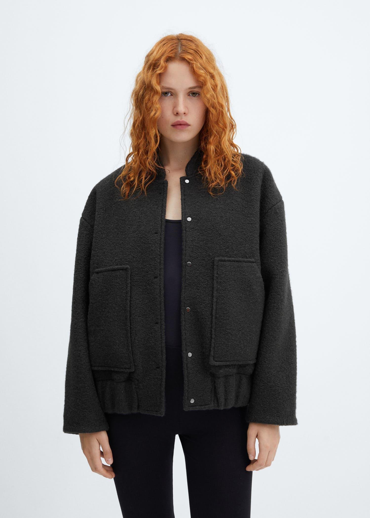 Grey Oversized Bomber Jacket, , large image number 0