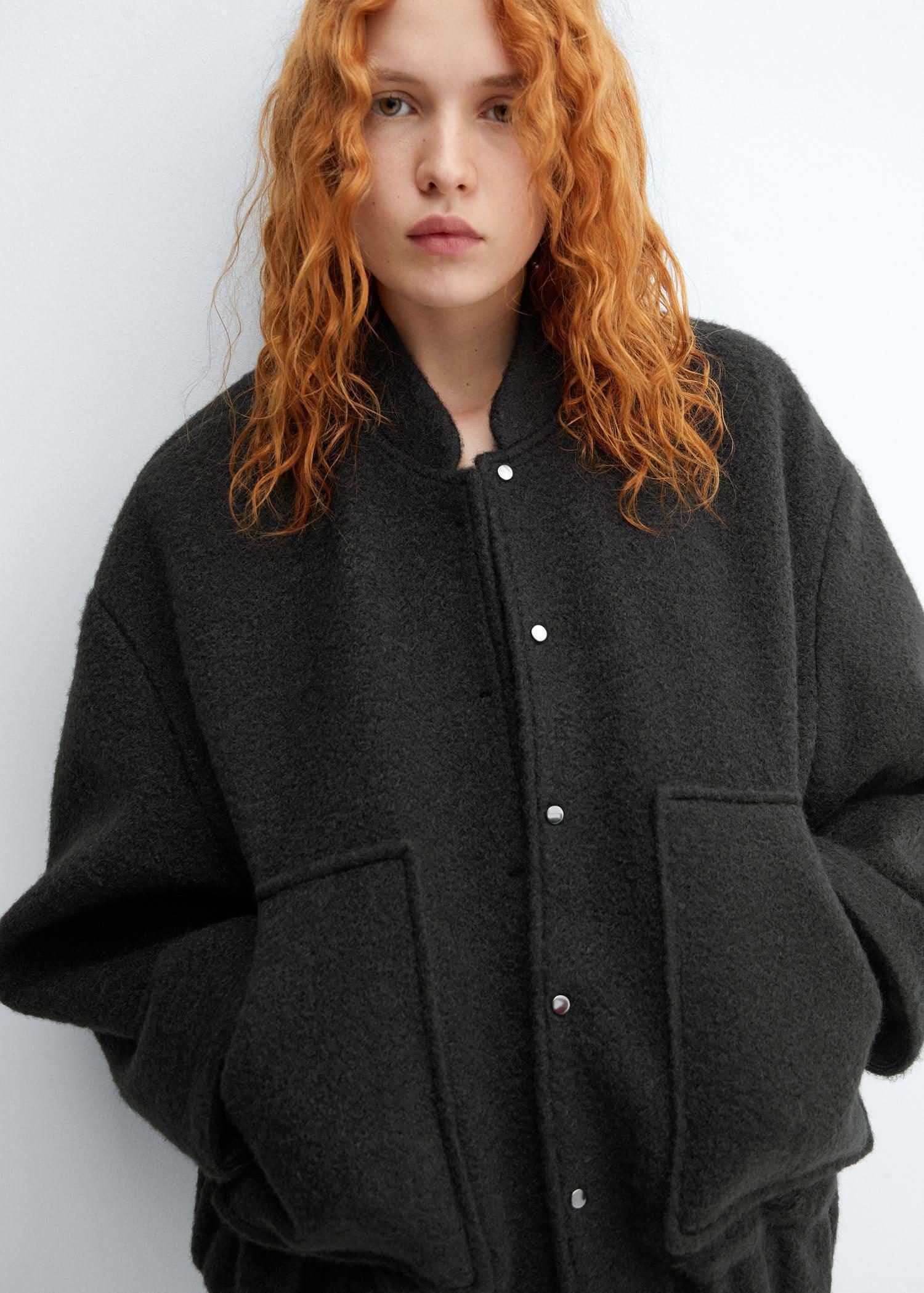 Grey Oversized Bomber Jacket, , large image number 1