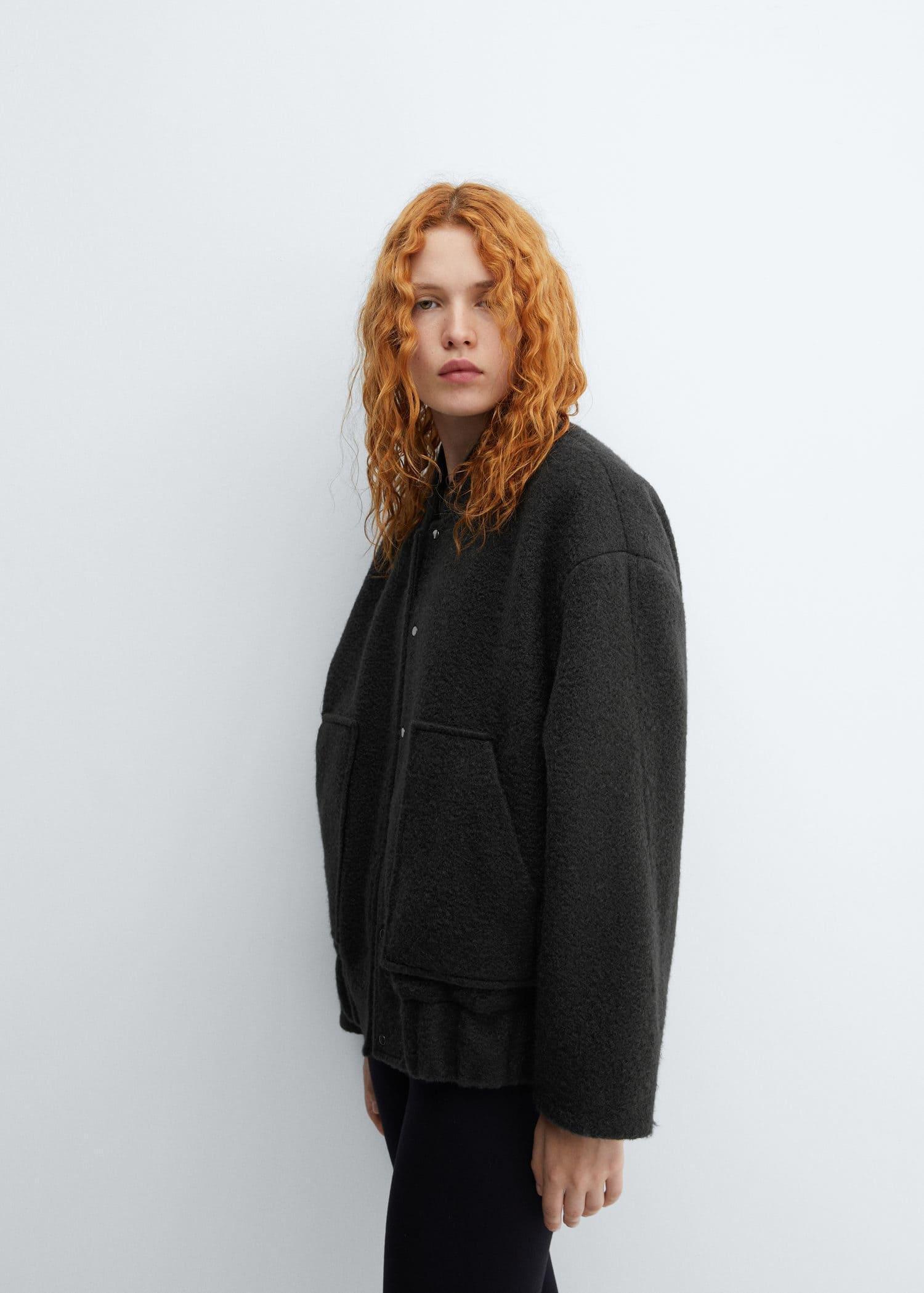 Grey Oversized Bomber Jacket, , large image number 2