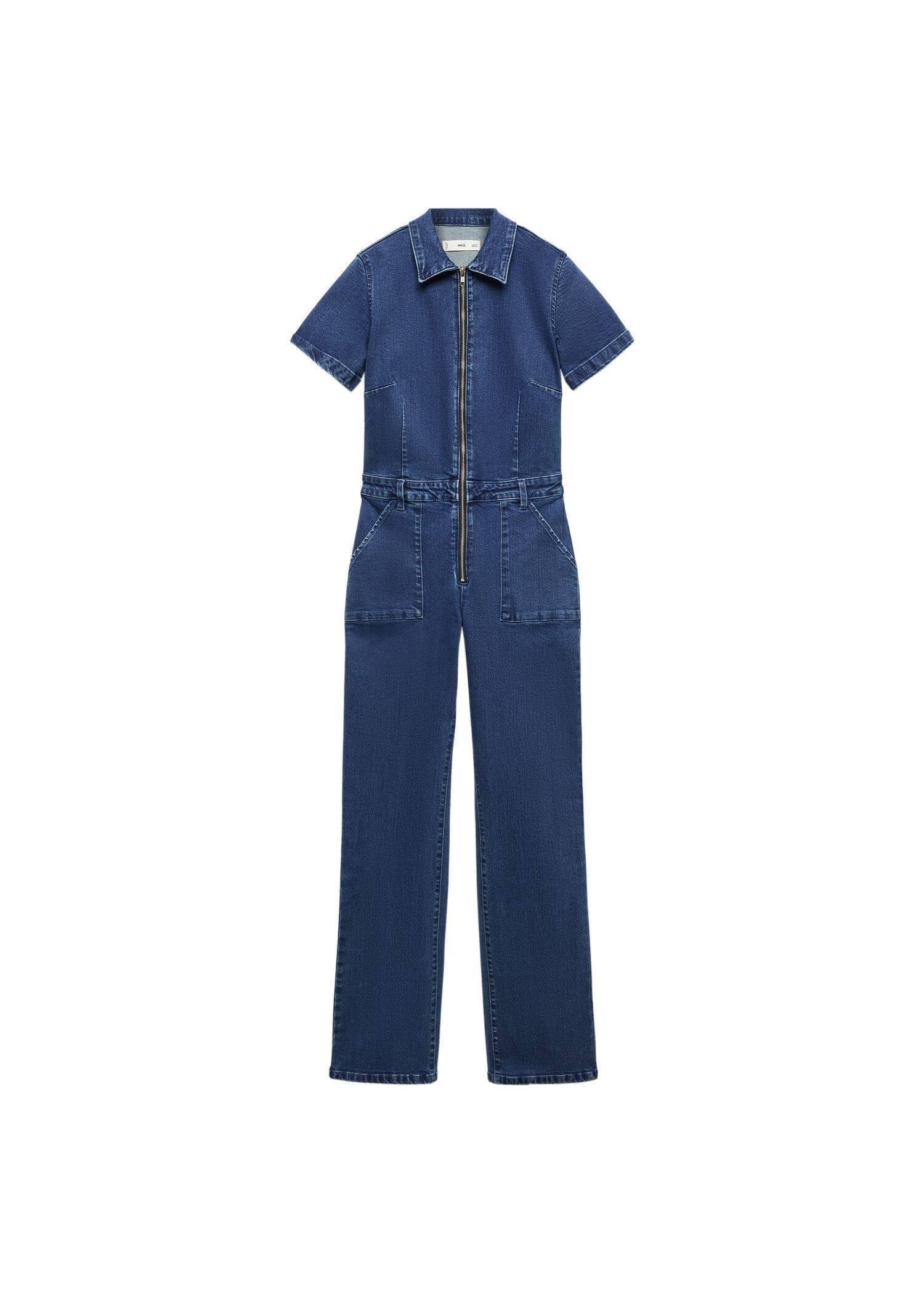 Blue Denim Zipper Jumpsuit, , large image number 3