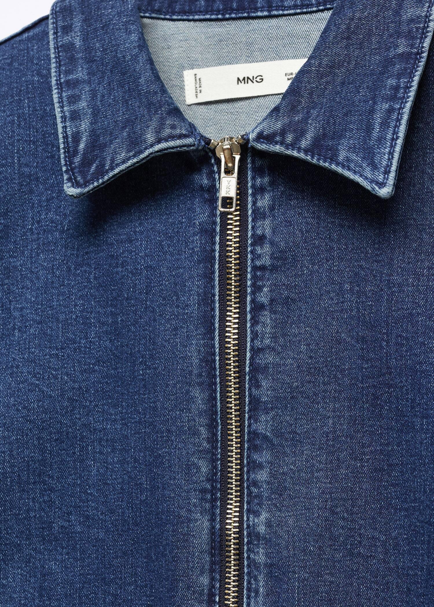 Blue Denim Zipper Jumpsuit, , large image number 4