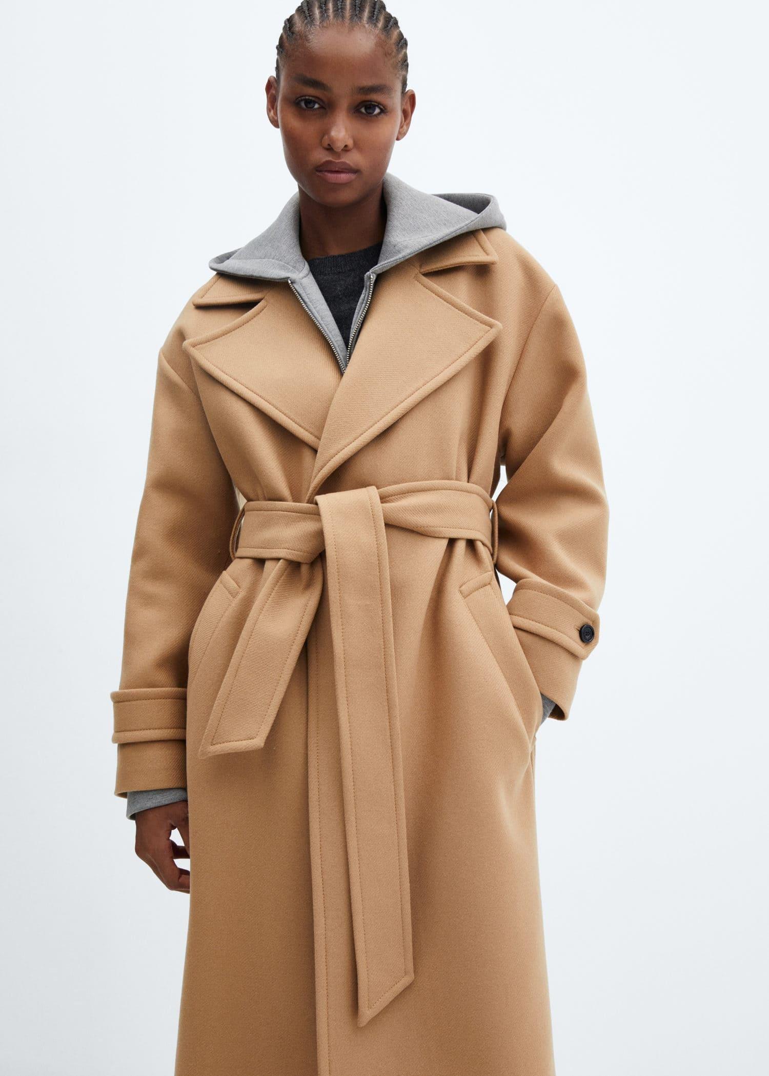 Camel wool 2025 belted coat