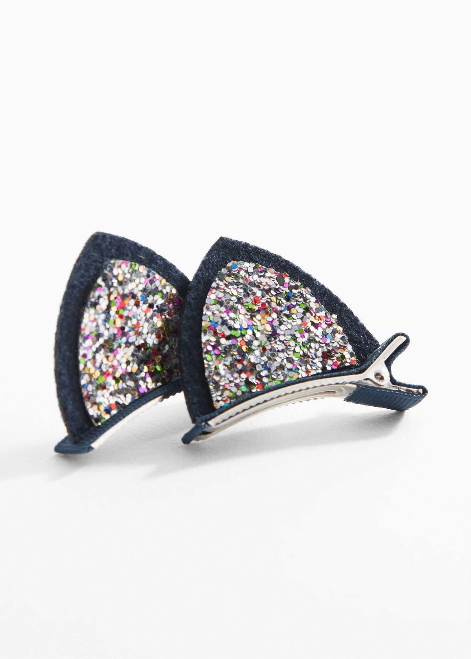Navy Glitter Hair Clips, Set Of 2, Kids Girls, , large image number 0