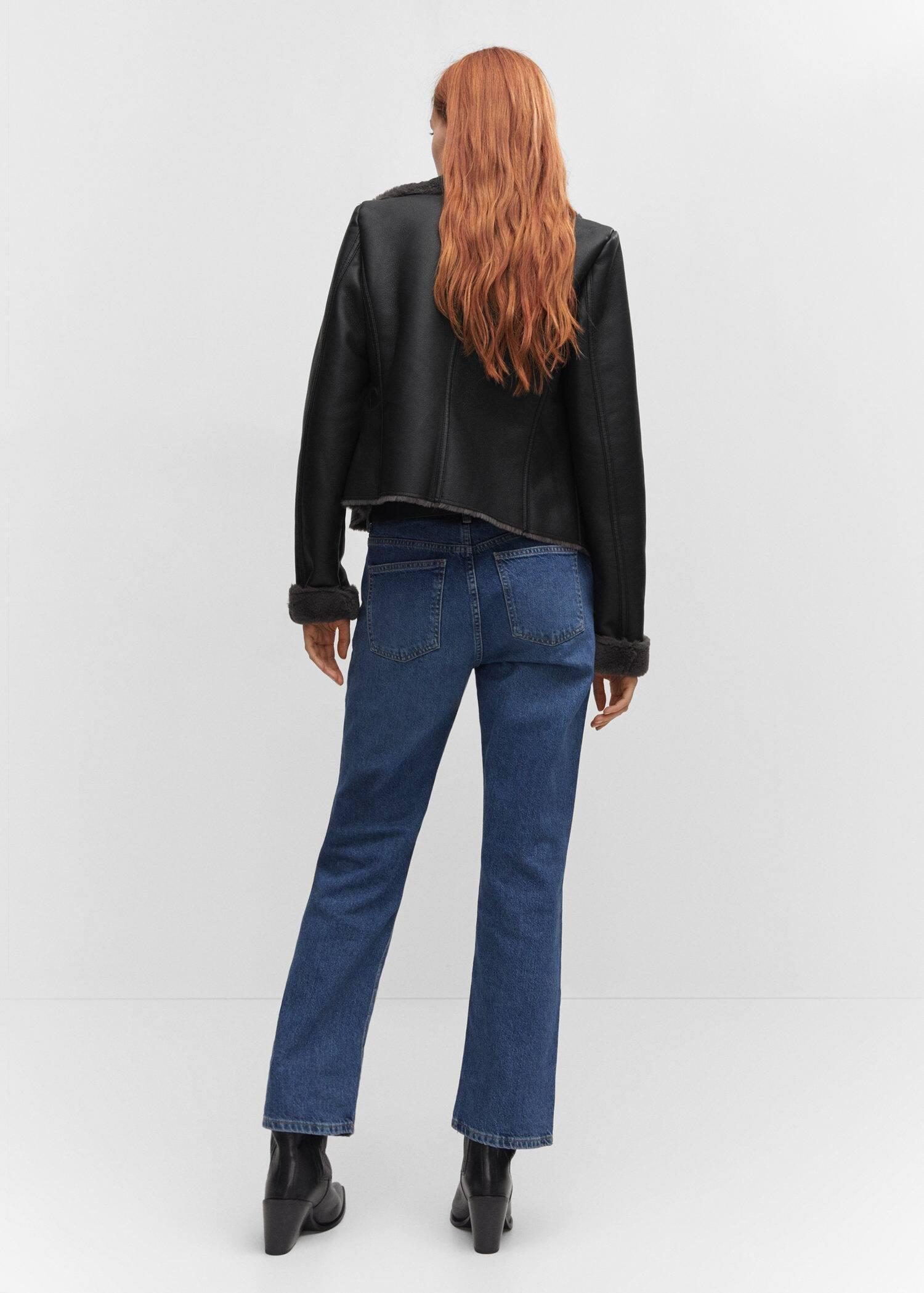 Black Faux Shearling-Lined Jacket, , large image number 6