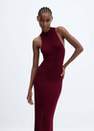 Maroon Back Slit Fitted Dress