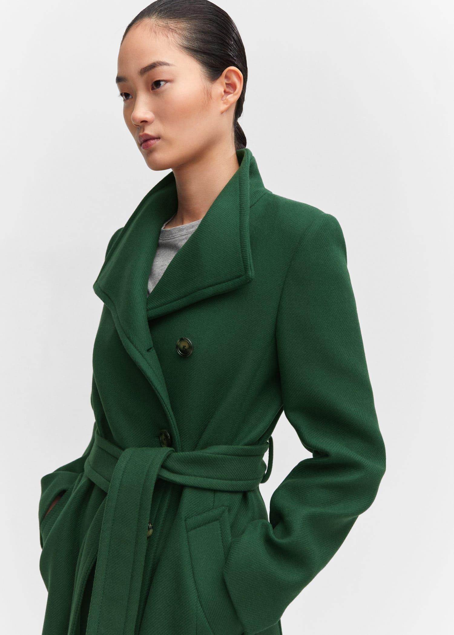 Mango Green Woollen Coat With Belt Azadea Lebanon