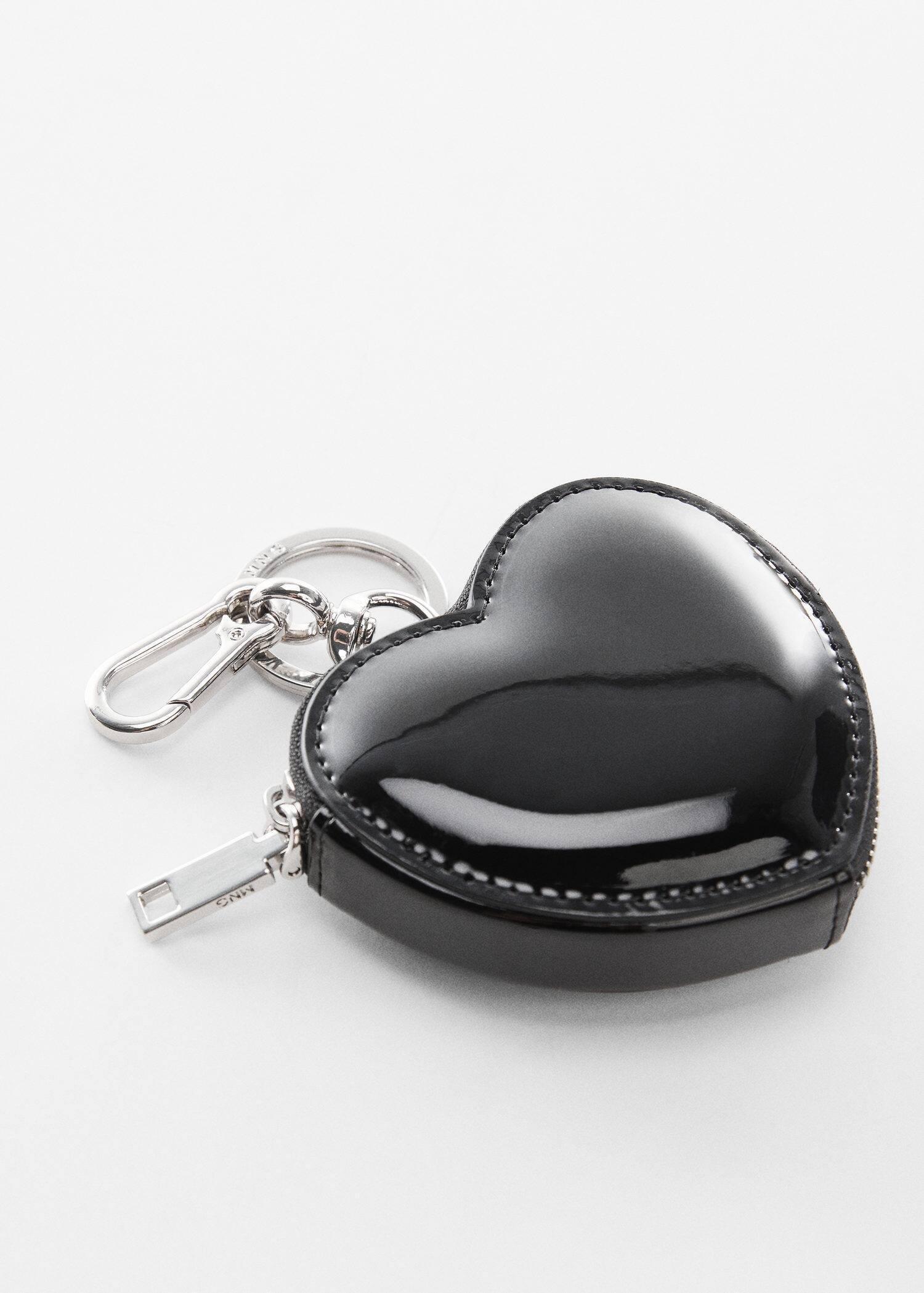 Black Wallet With Heart Keychain, , large image number 0