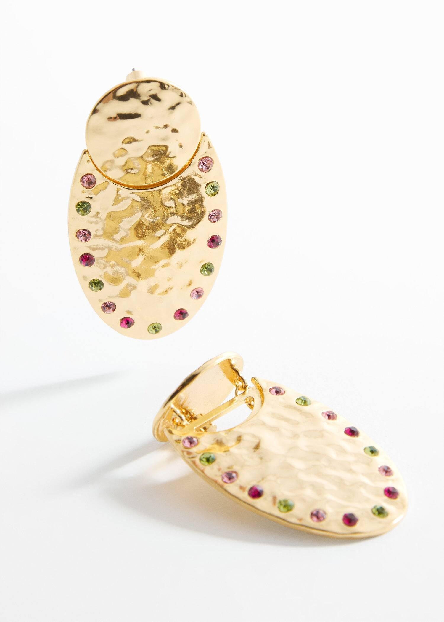 Gold Crystal Relief Earrings, , large image number 0