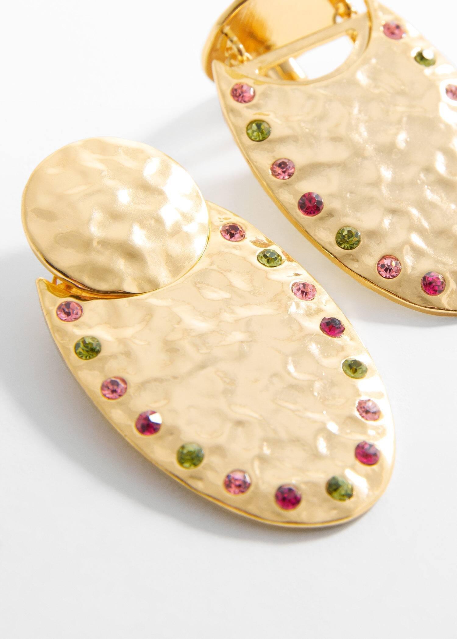 Gold Crystal Relief Earrings, , large image number 1