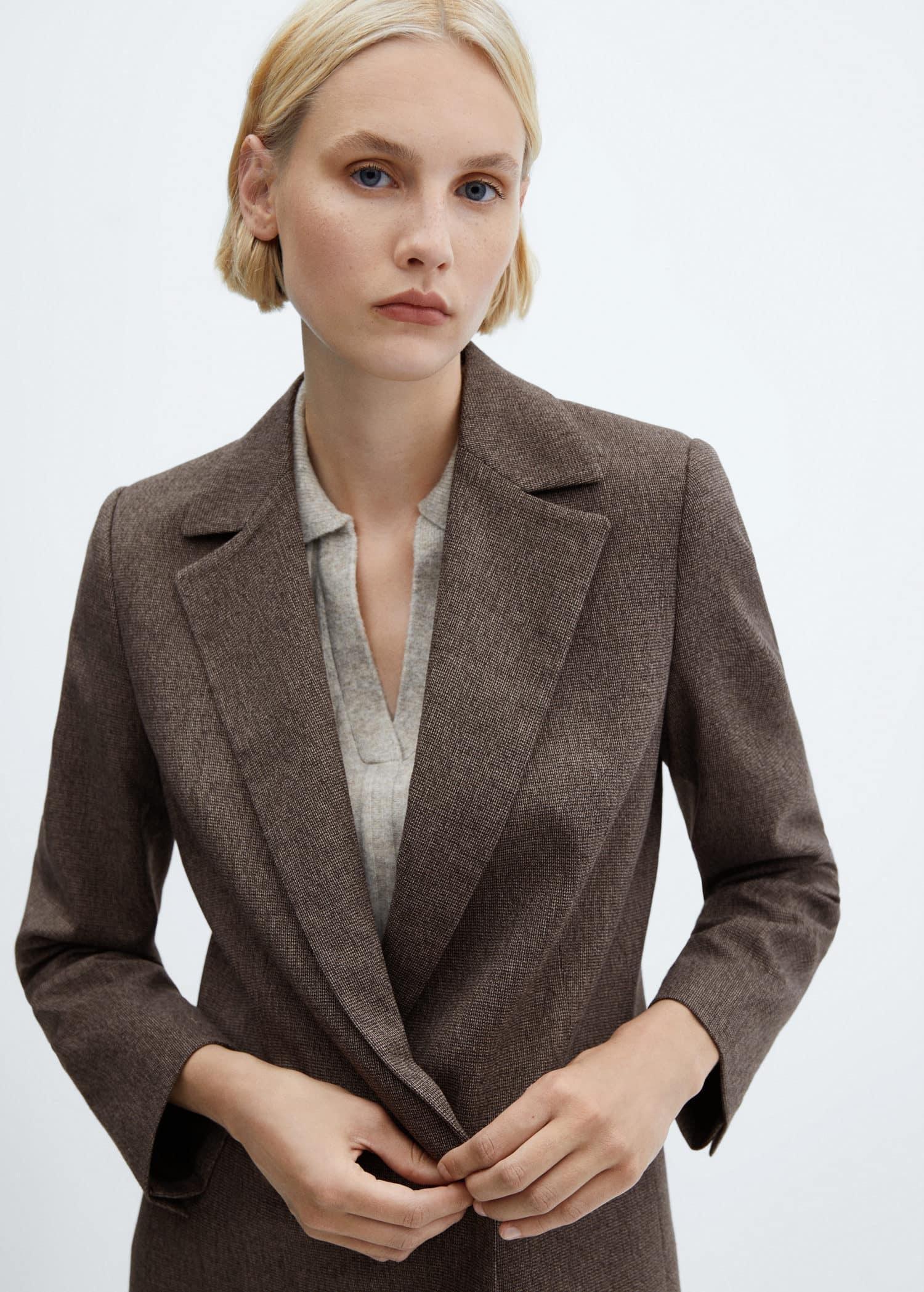 Brown Cross Button Blazer, , large image number 1