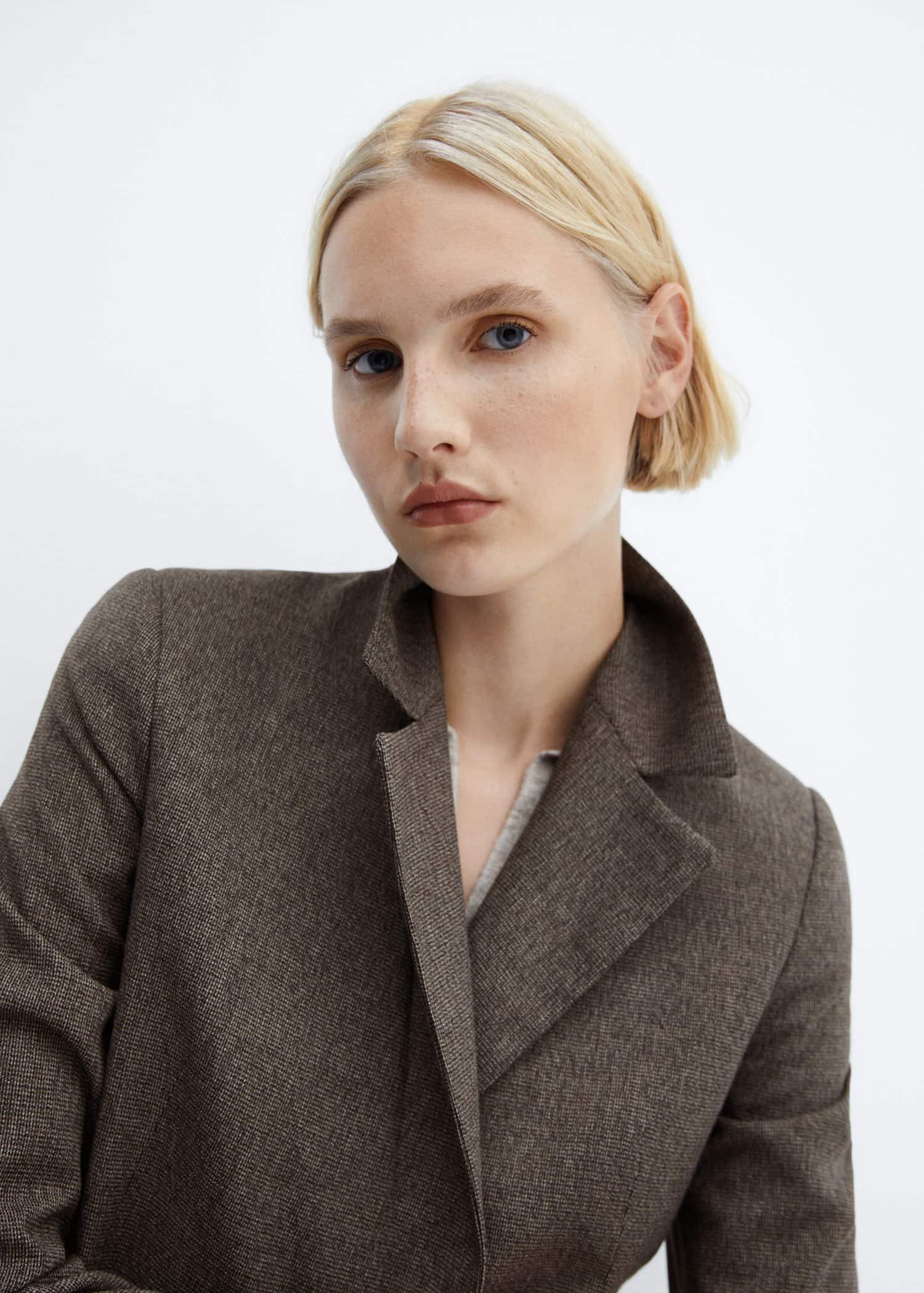 Brown Cross Button Blazer, , large image number 5