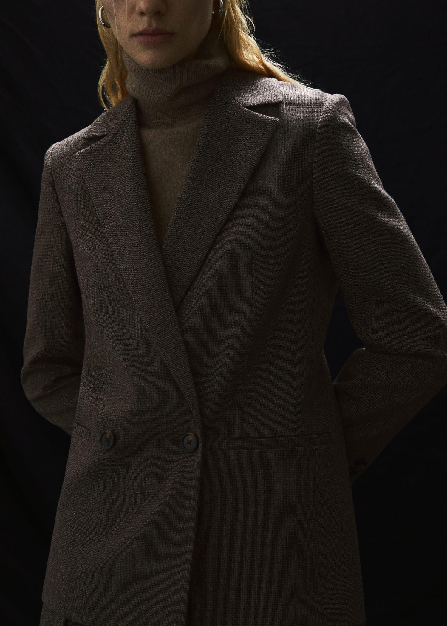 Brown Cross Button Blazer, , large image number 6