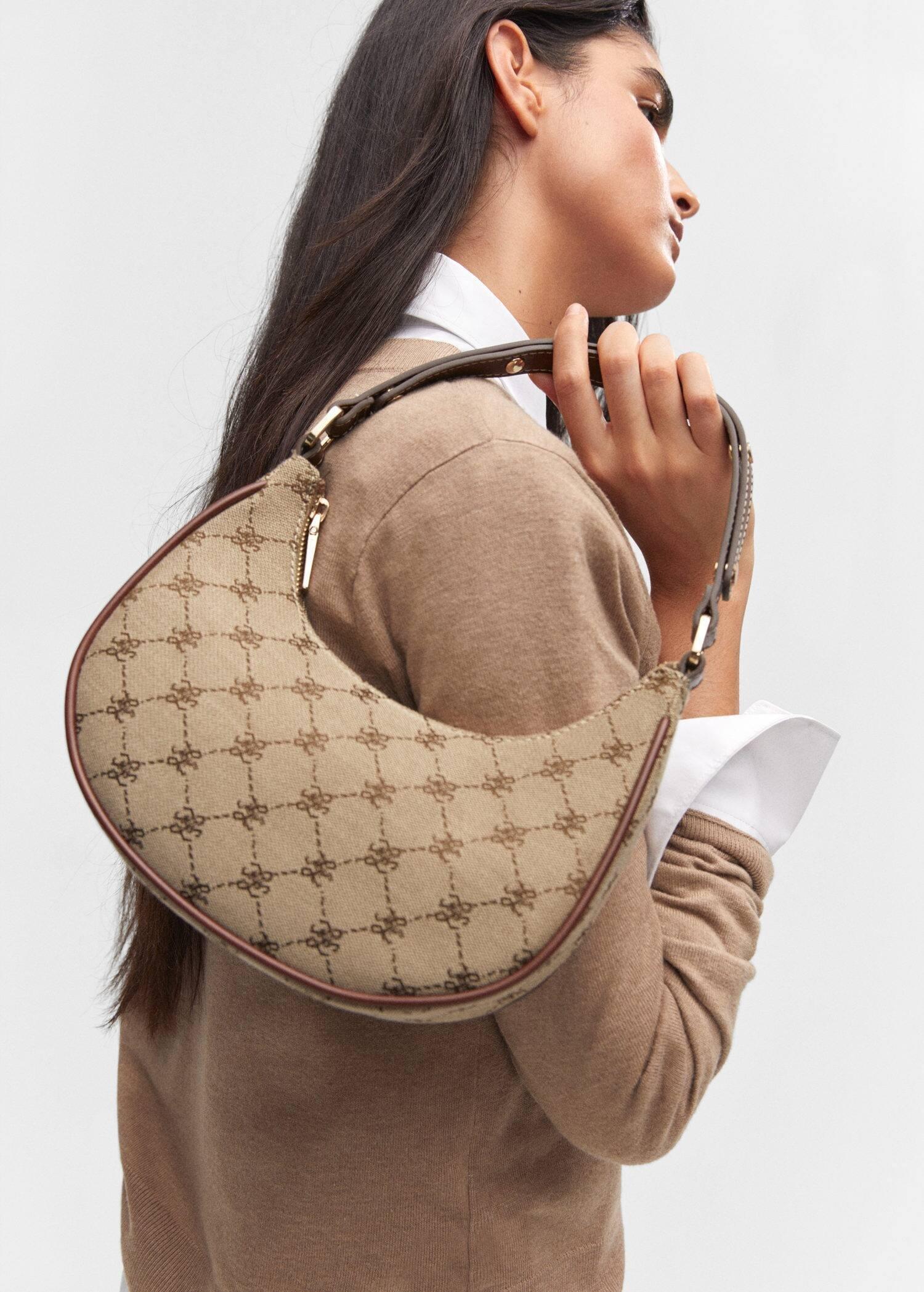 Brown Jacquard Shoulder Bag, , large image number 4