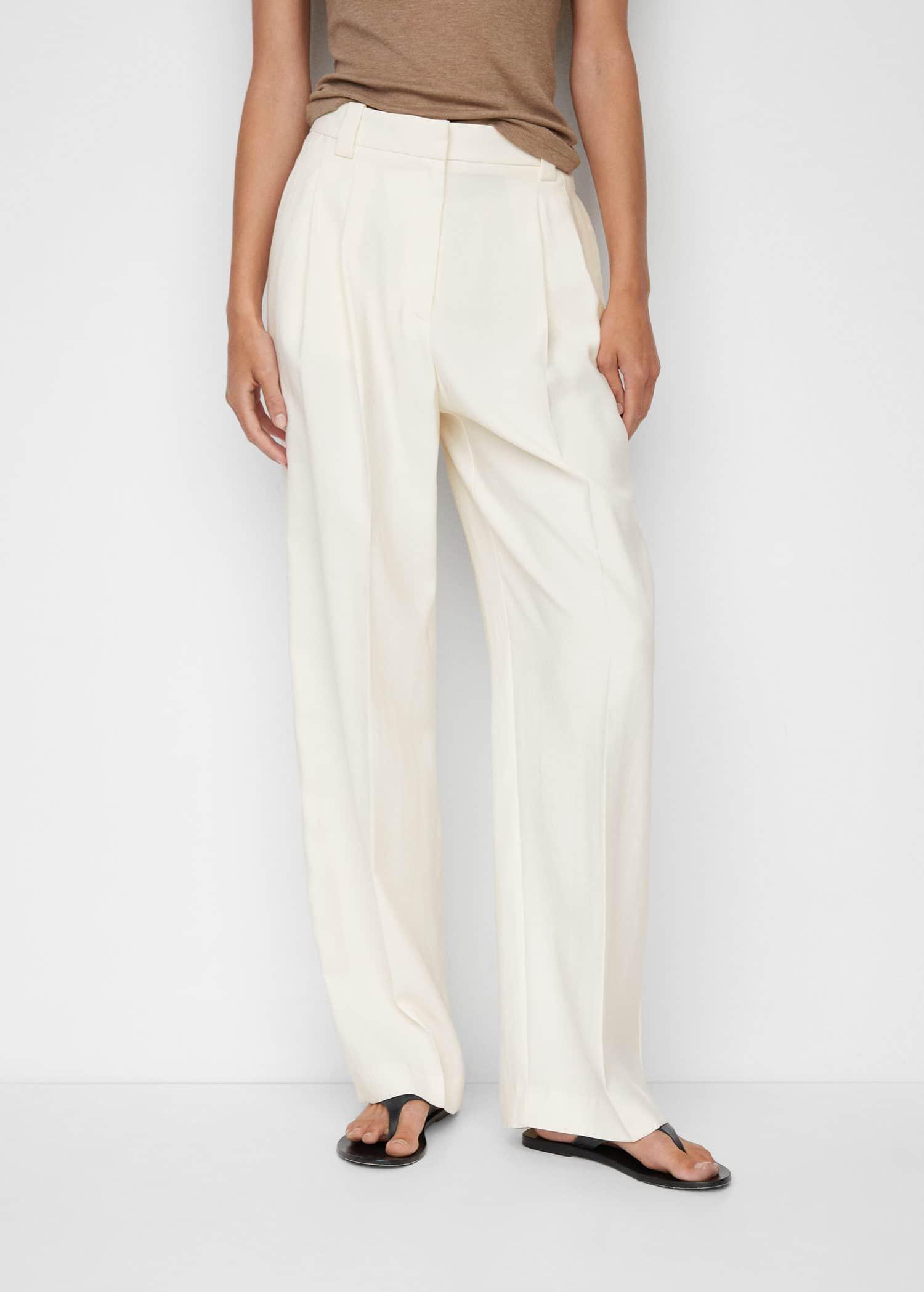 Mango white wide leg cheap trousers