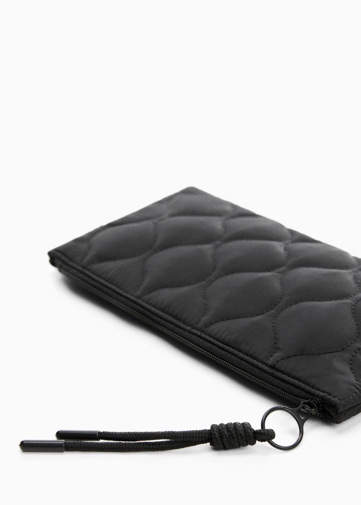 Black Quilted Coin Purse, Kids Girls, , large image number 0