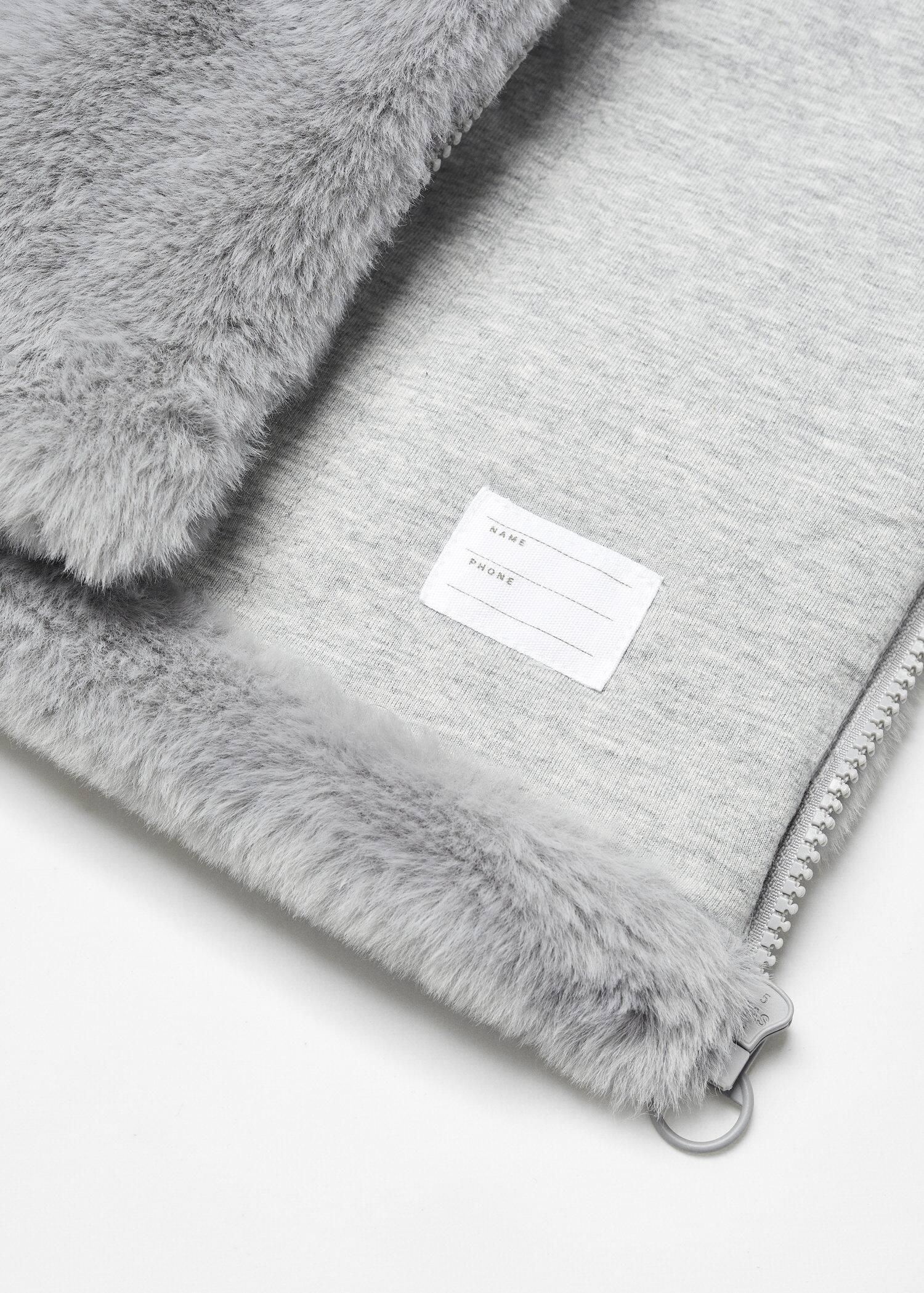 Grey Hooded Faux-Fur Coat, Kids Girls, , large image number 2