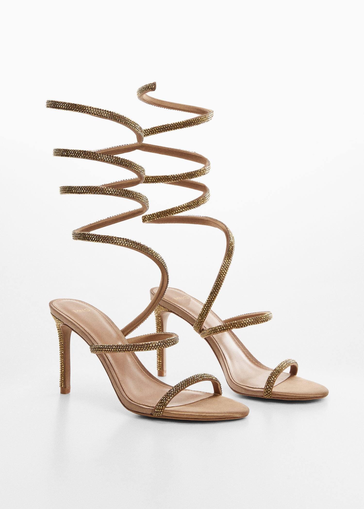 Copper Heeled Strass Strap Sandal