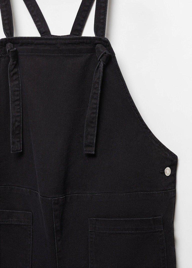 Black Maternity Denim Dungarees, , large image number 4