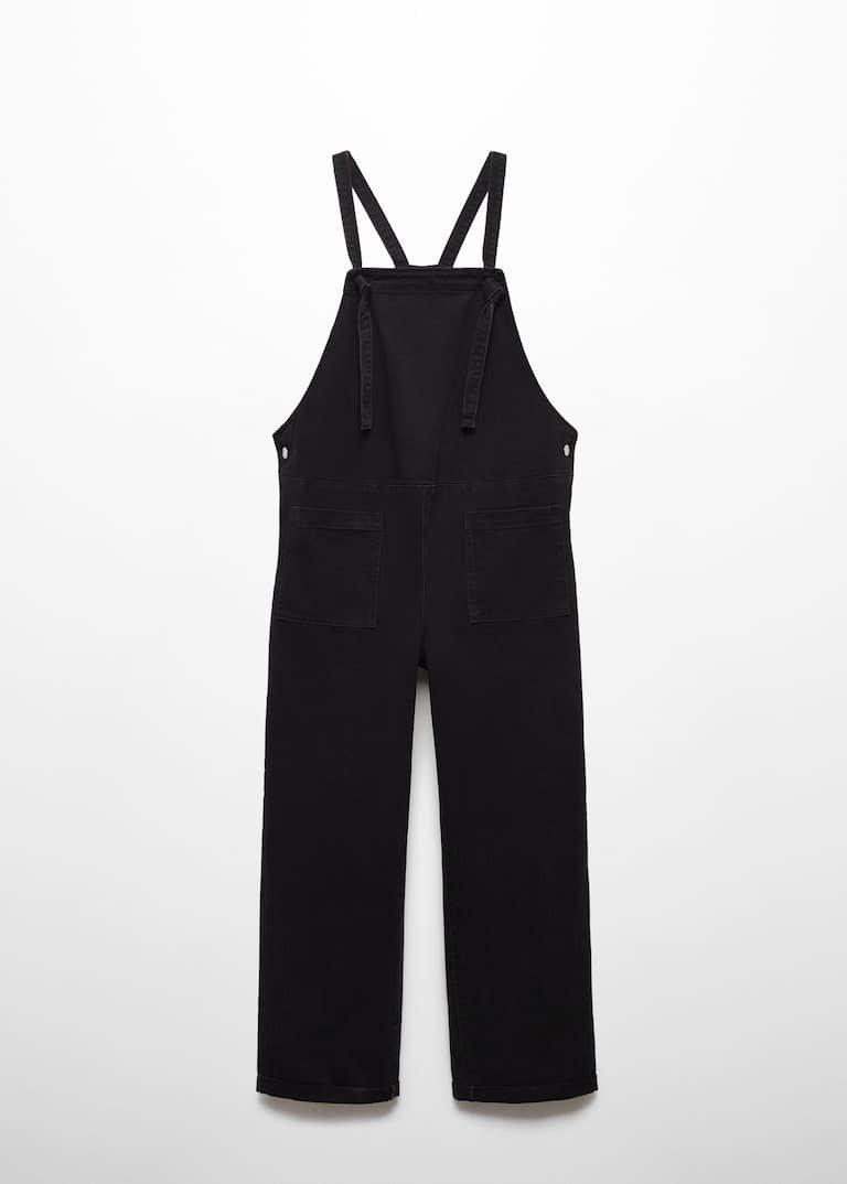 Black Maternity Denim Dungarees, , large image number 5