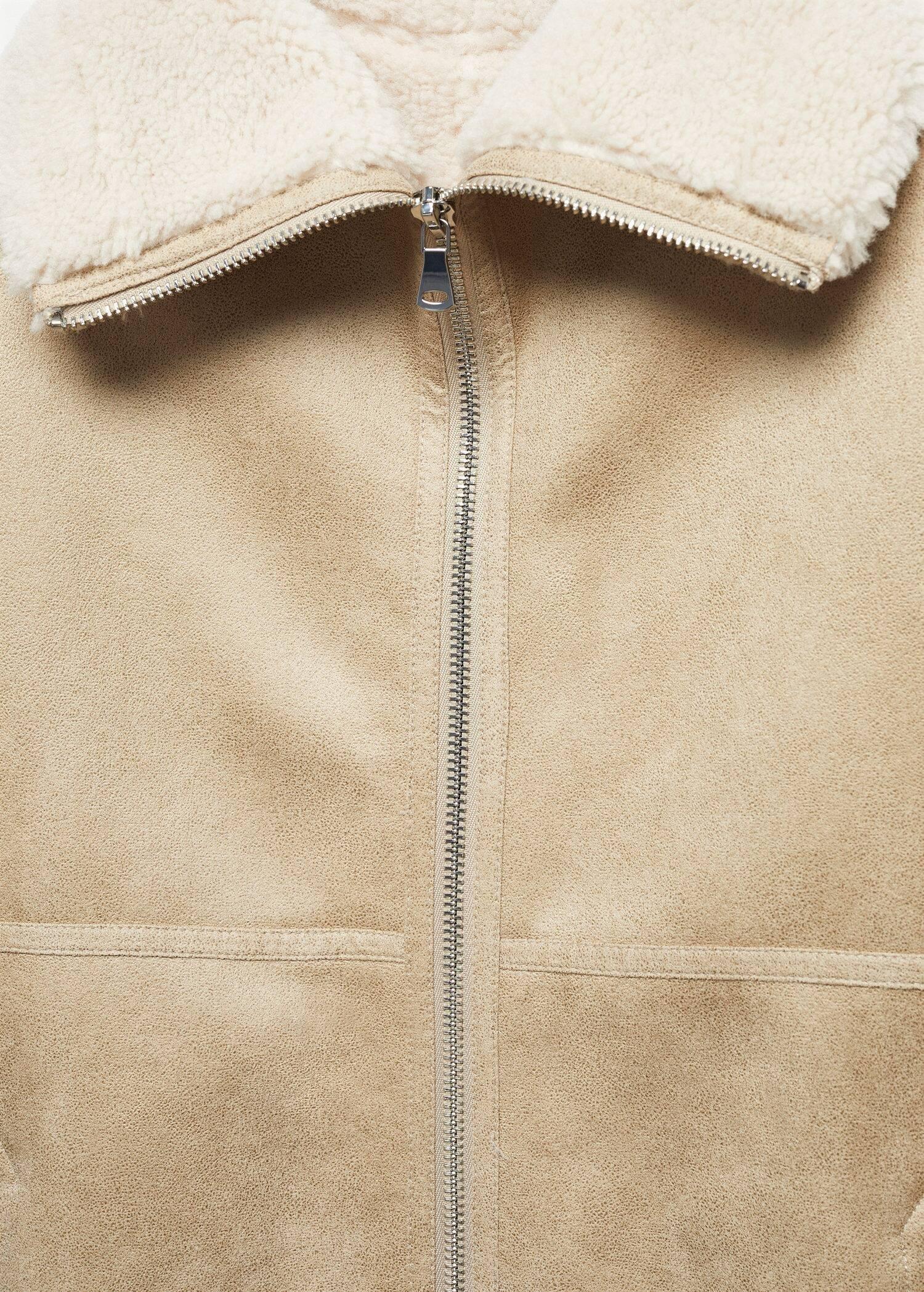 White Faux Shearling Lining Coat, , large image number 4