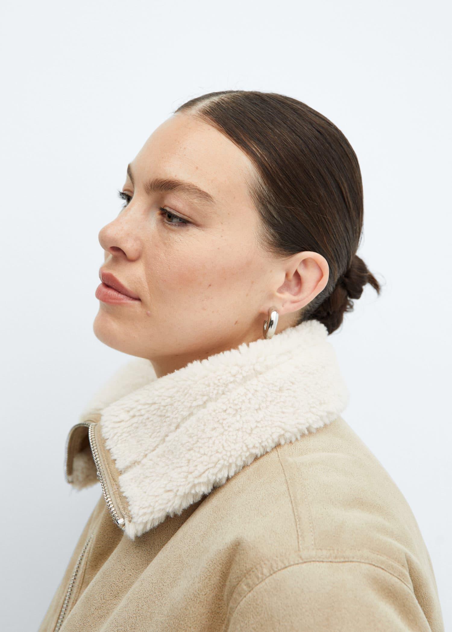 White Faux Shearling Lining Coat, , large image number 7