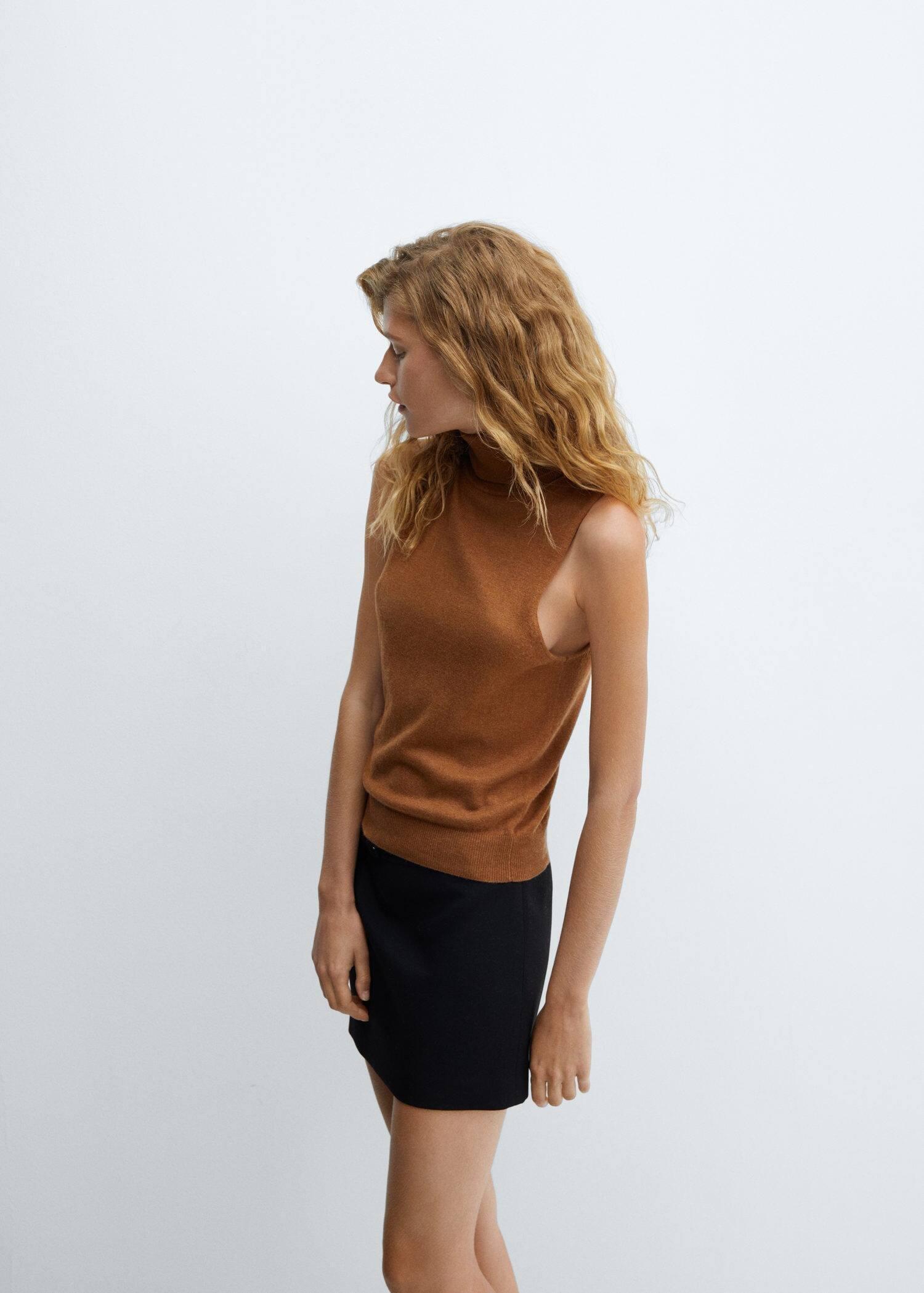 Brown Turtleneck Knitted Top, , large image number 2