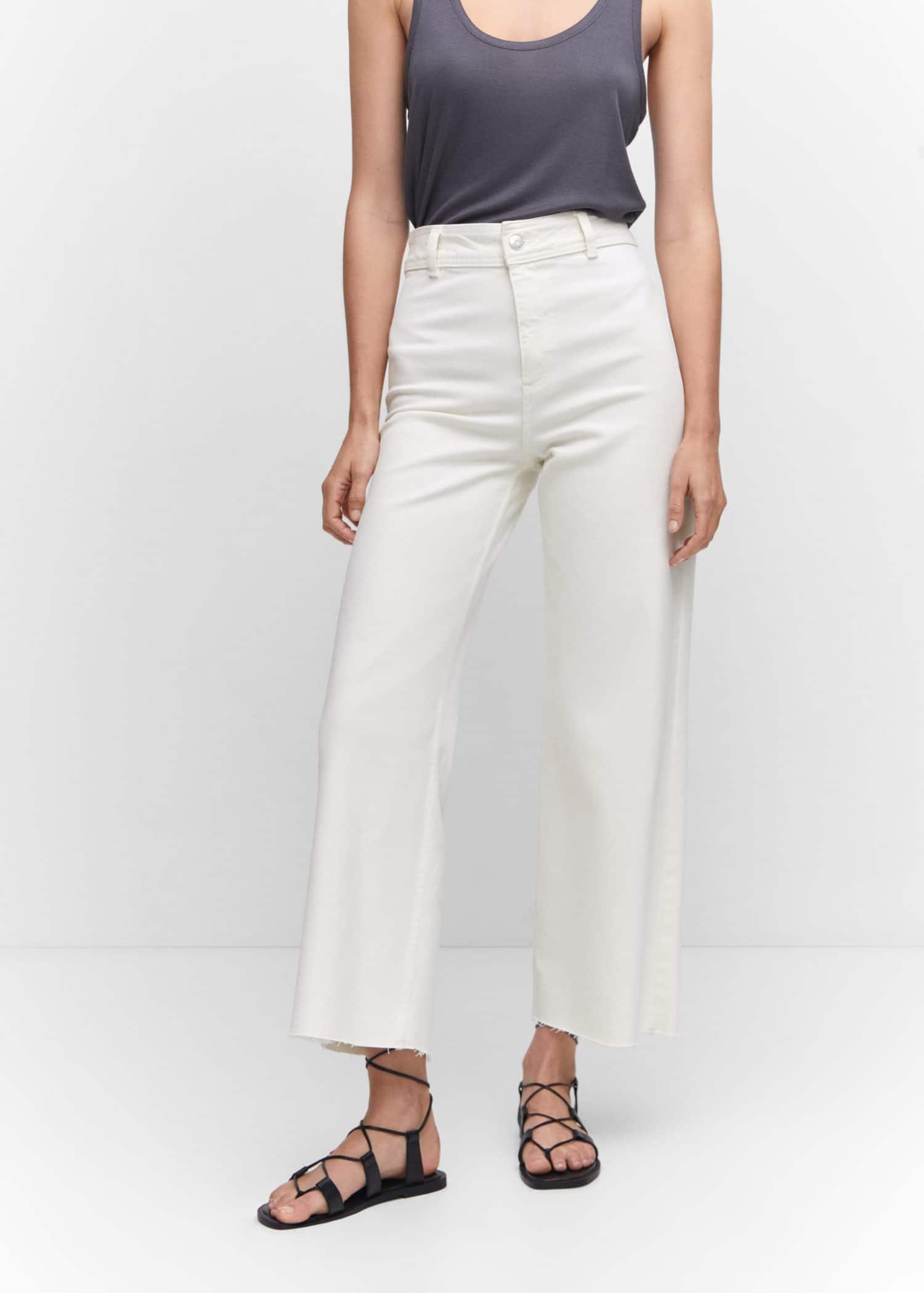White Jeans Culotte High Waist, , large image number 0