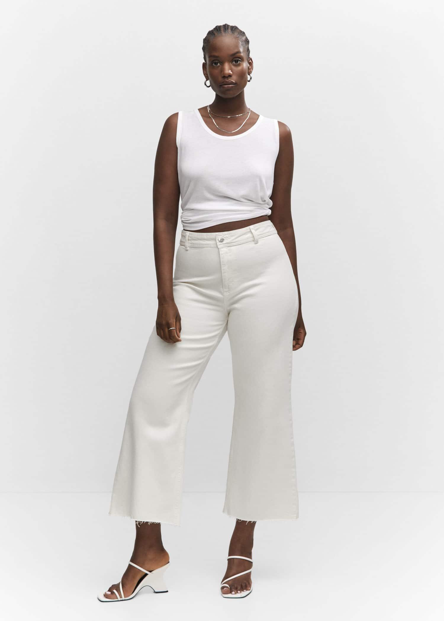 The Wide-leg Culotte Women's Jeans - White