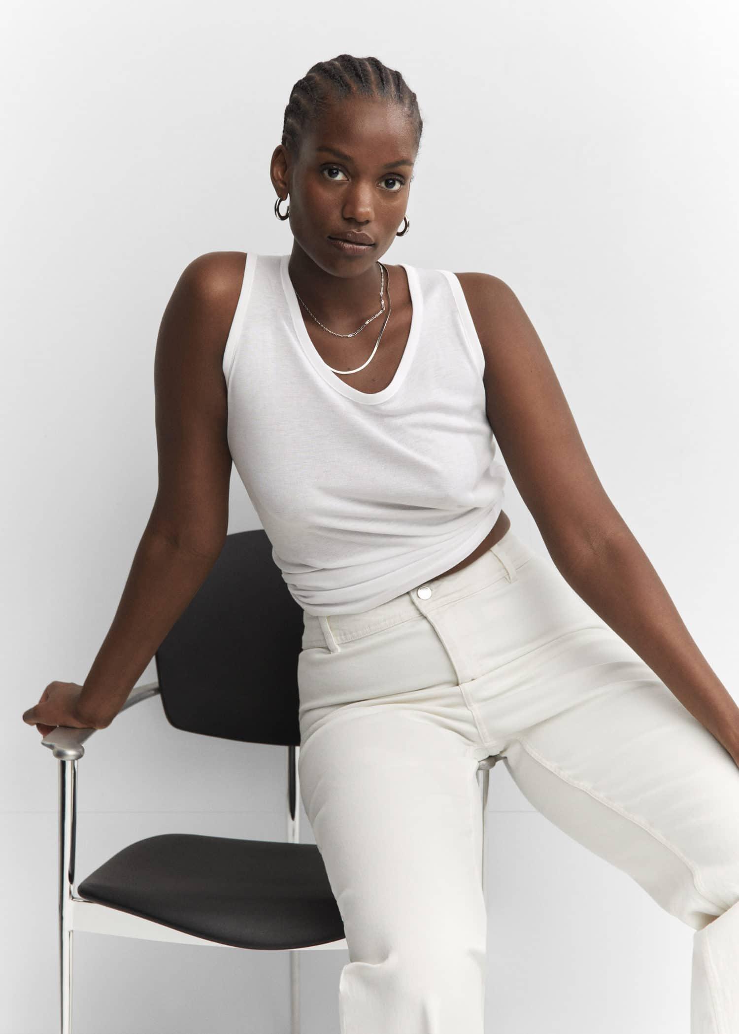 White Jeans Culotte High Waist, , large image number 5