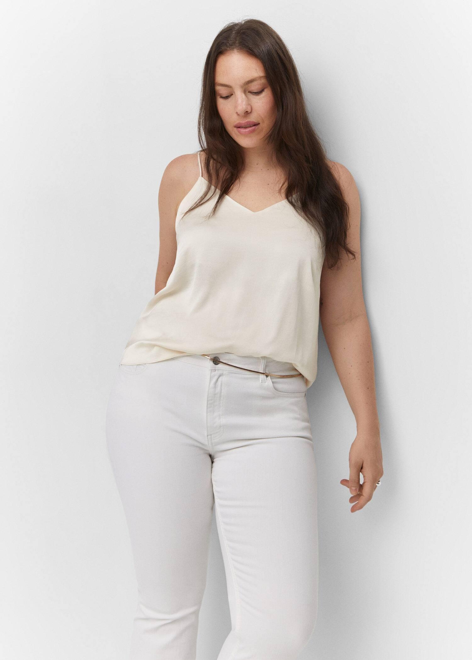 Beige Satin Top With Straps, , large image number 4