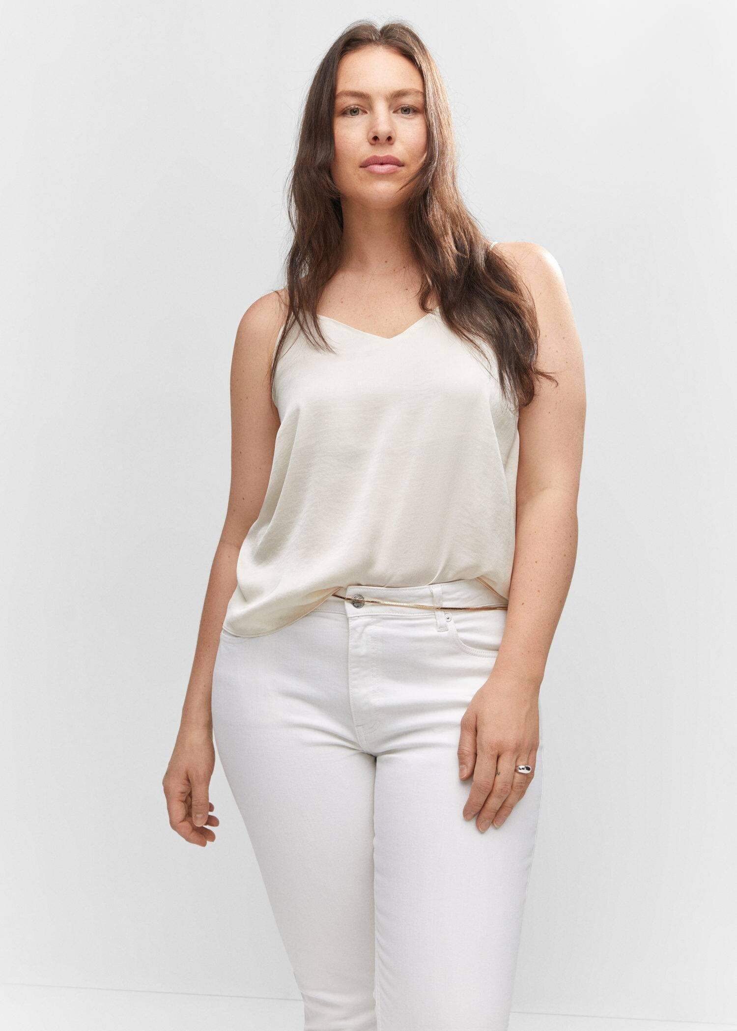 Beige Satin Top With Straps, , large image number 5