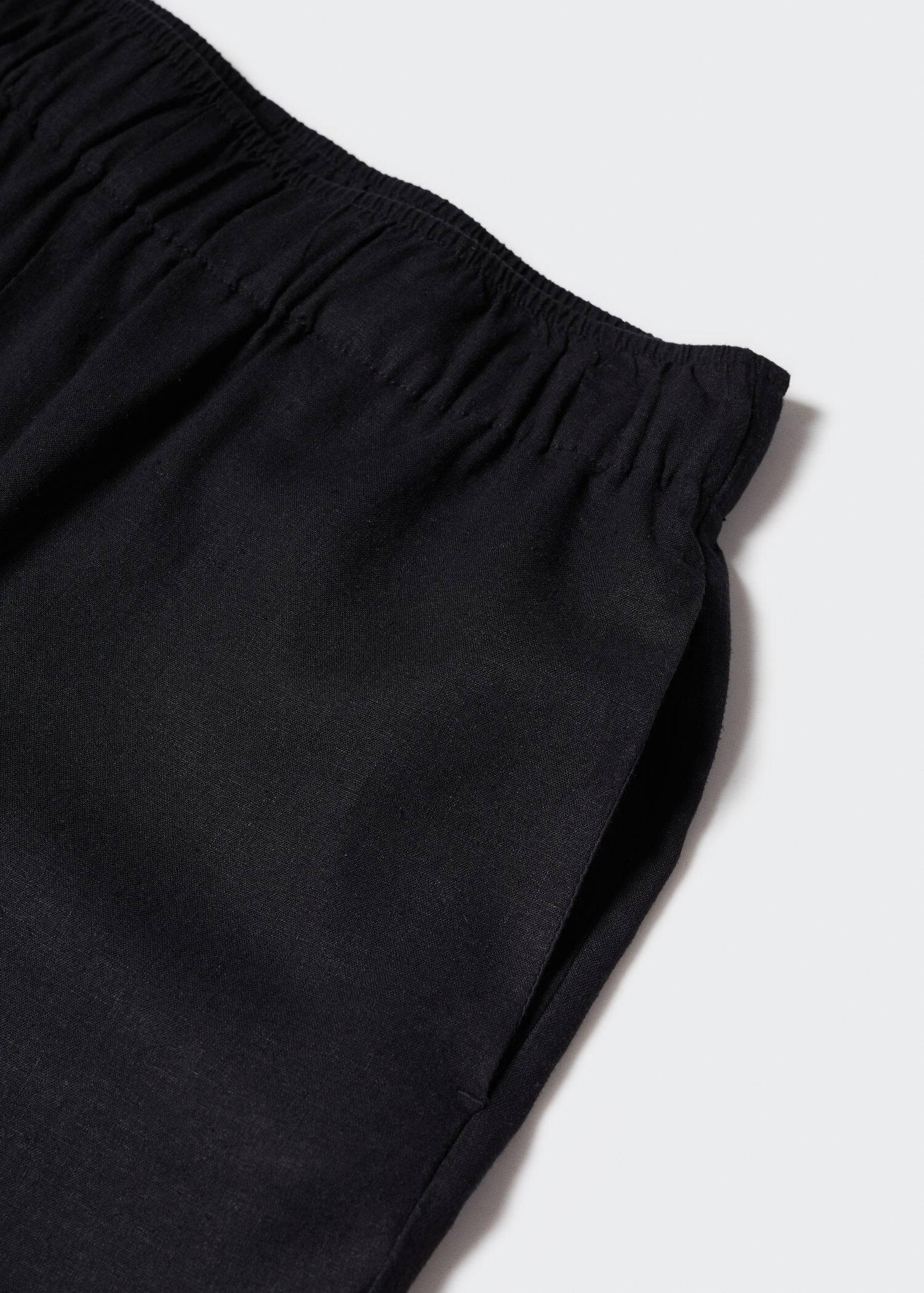 Black Linen-Blend Culotte Trousers, , large image number 4