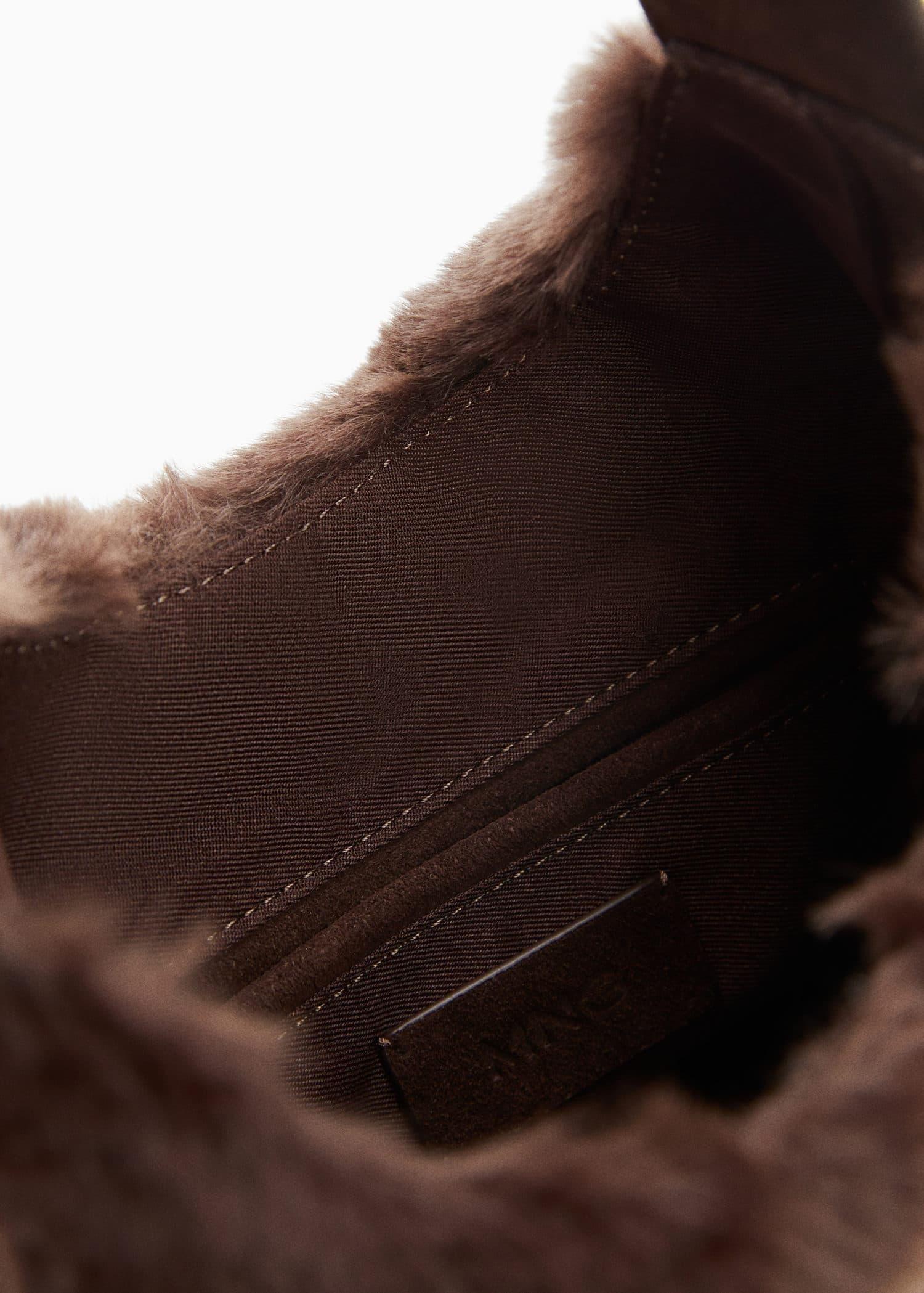 Brown Faux Fur Buckle Bag, , large image number 2