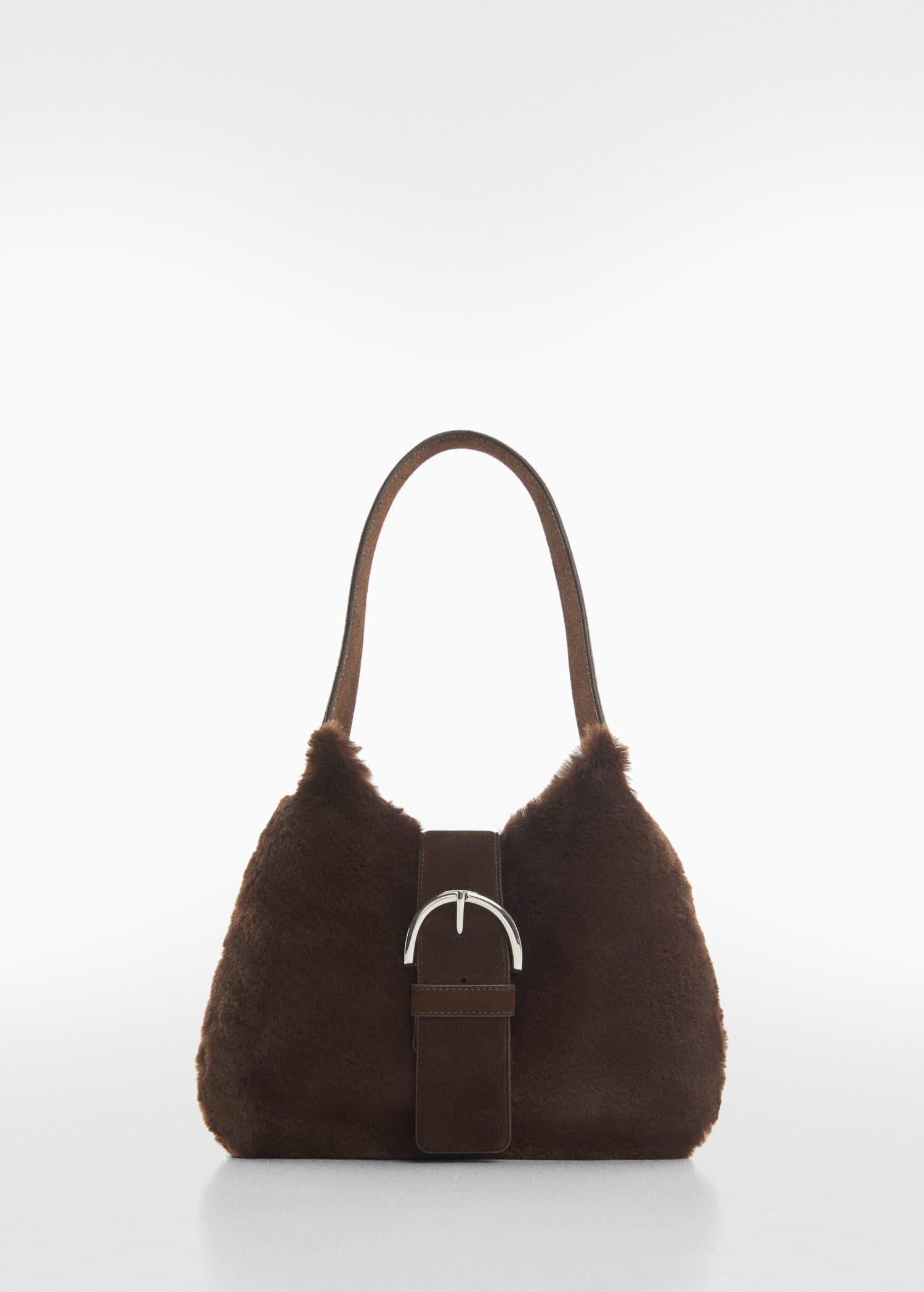 Brown Faux Fur Buckle Bag, , large image number 3